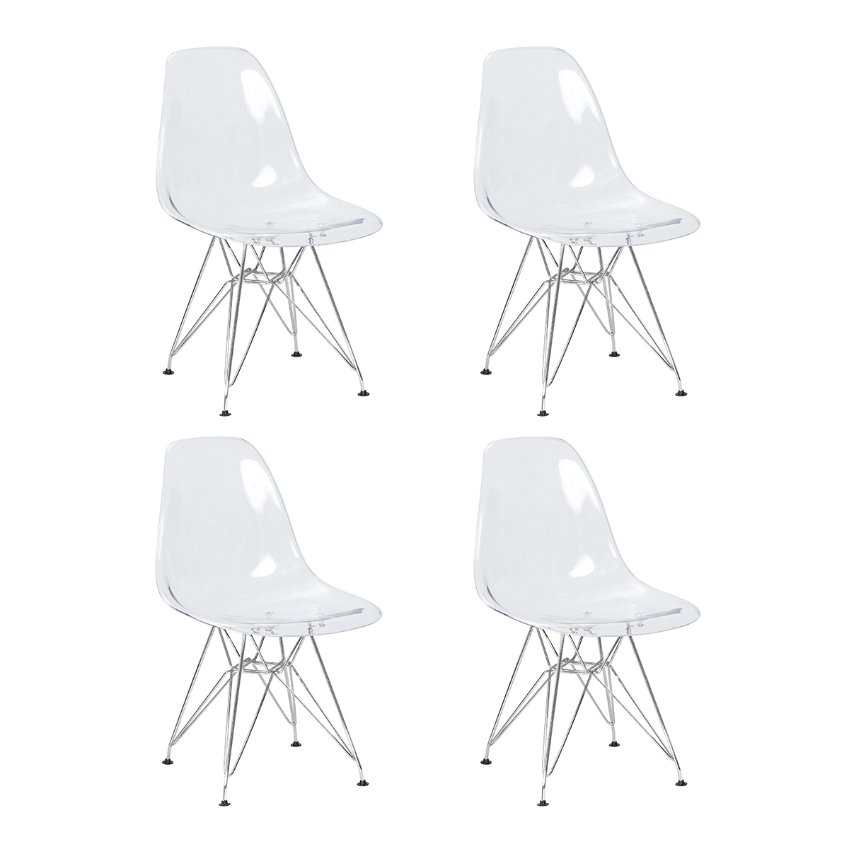 Изображение товара Комплект кухонных стульев 4 шт Dobrin Dsr casper lmzl-pc818a 46x46x52 см пластик цвет прозрачный ножки хром