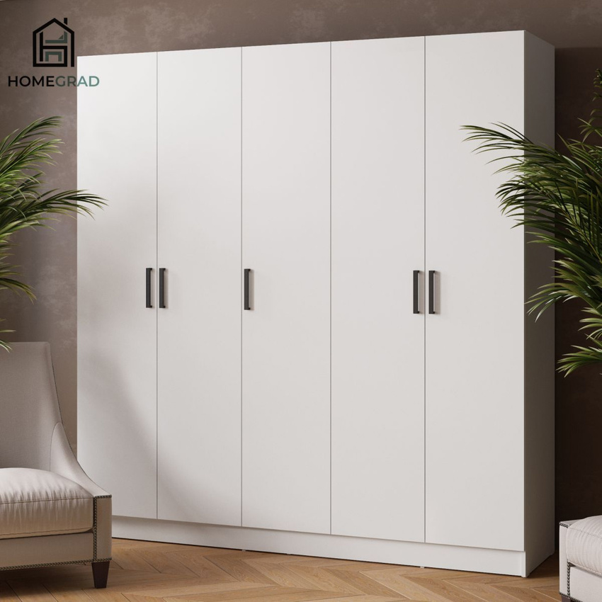 Изображение товара Шкаф для одежды Lars 200x210x51 см белый с фасадом дуб крафт золотой