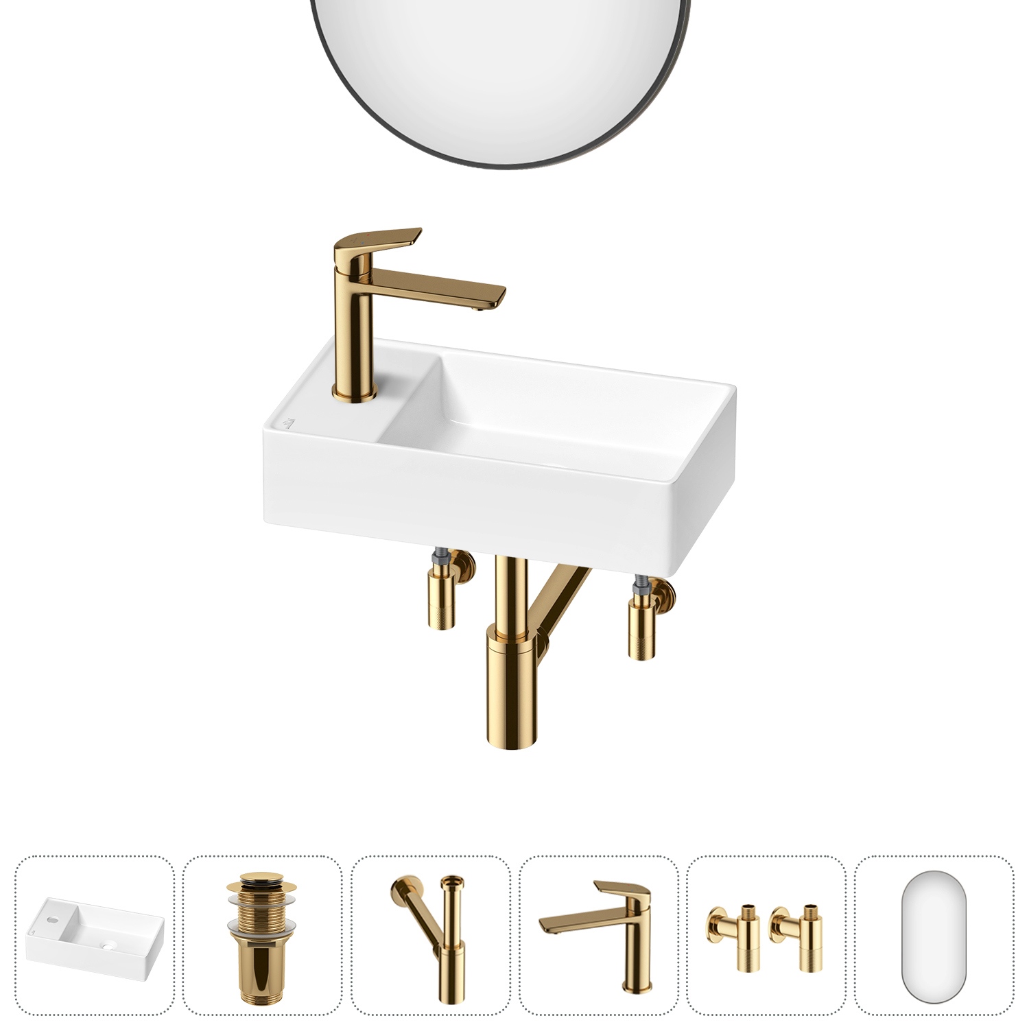 Изображение товара Раковина мини Wellsee WC Area 41см комплект 6 в 1 20218129R