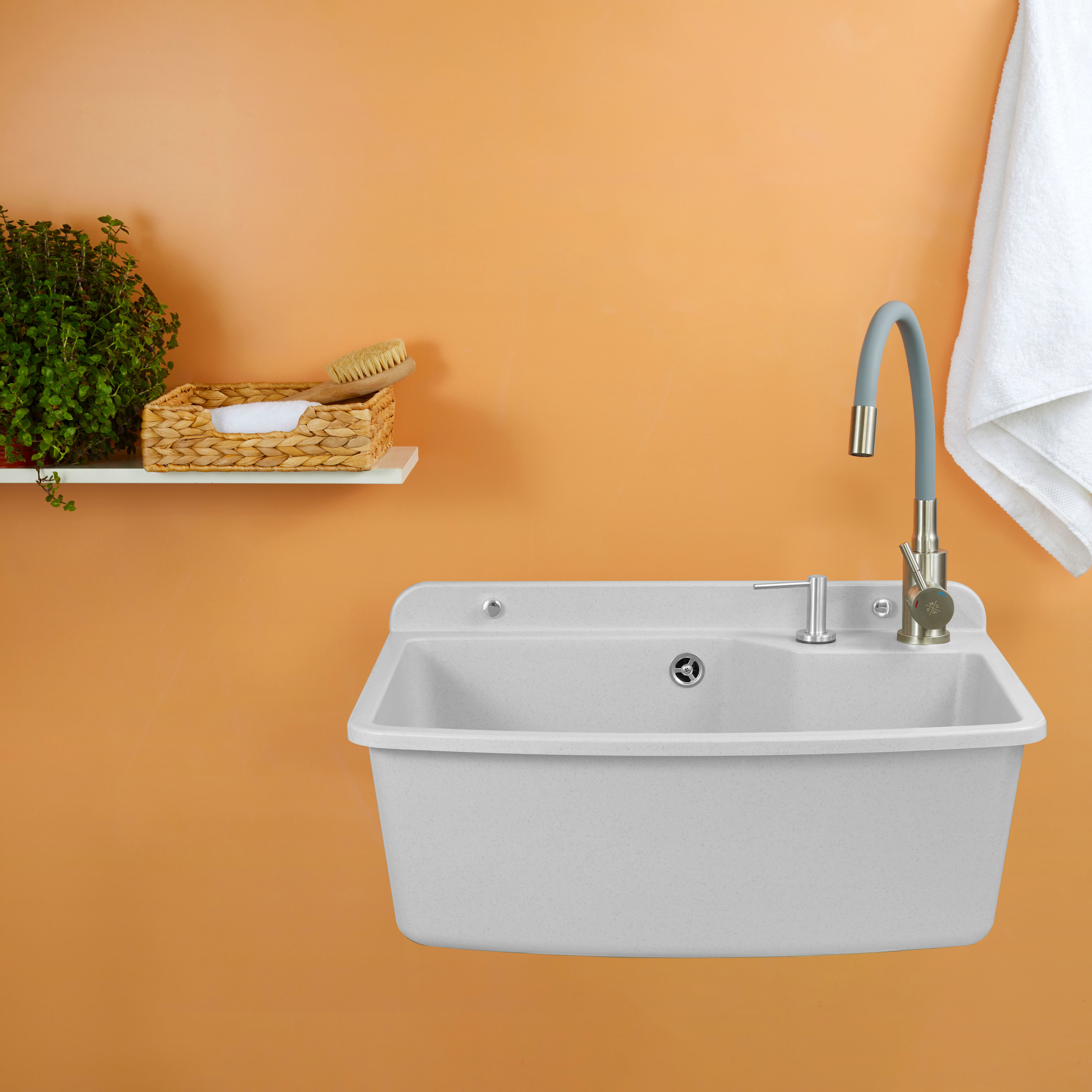 Изображение товара Раковина Zelo maxi WHITE 61см цвет белый с черными вкраплениями