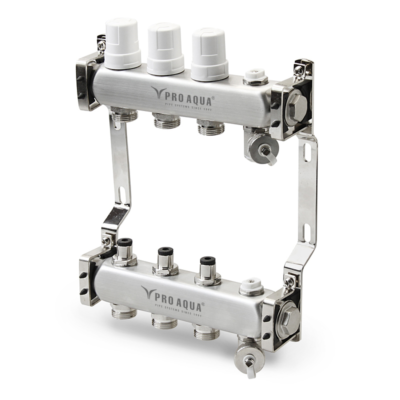 Изображение товара Коллекторная группа PRO AQUA R510MB.10 10 выходов нержавеющая сталь 1x3/4" евроконус