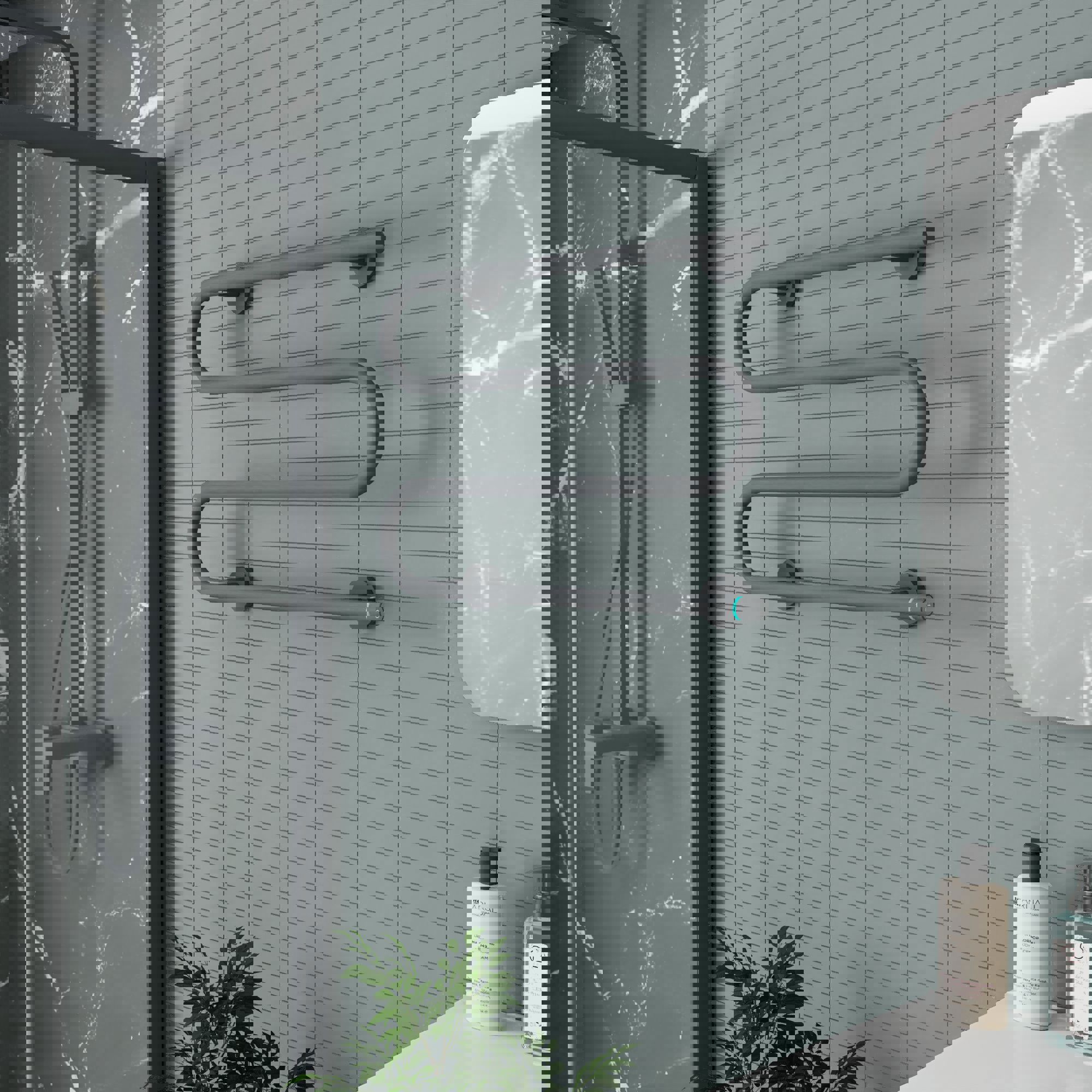 Изображение товара Электрический полотенцесушитель BAU M 40 Вт, M-образный, серый металлик, 615x415 мм