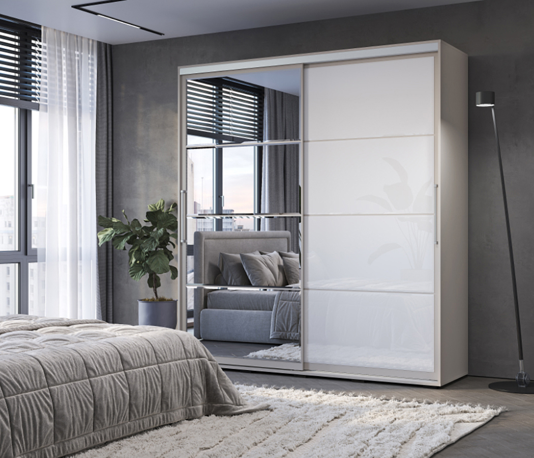 Изображение товара Современный шкаф-купе Крафт-6 с зеркалом и стеклом 196.2x2176x59.1 см