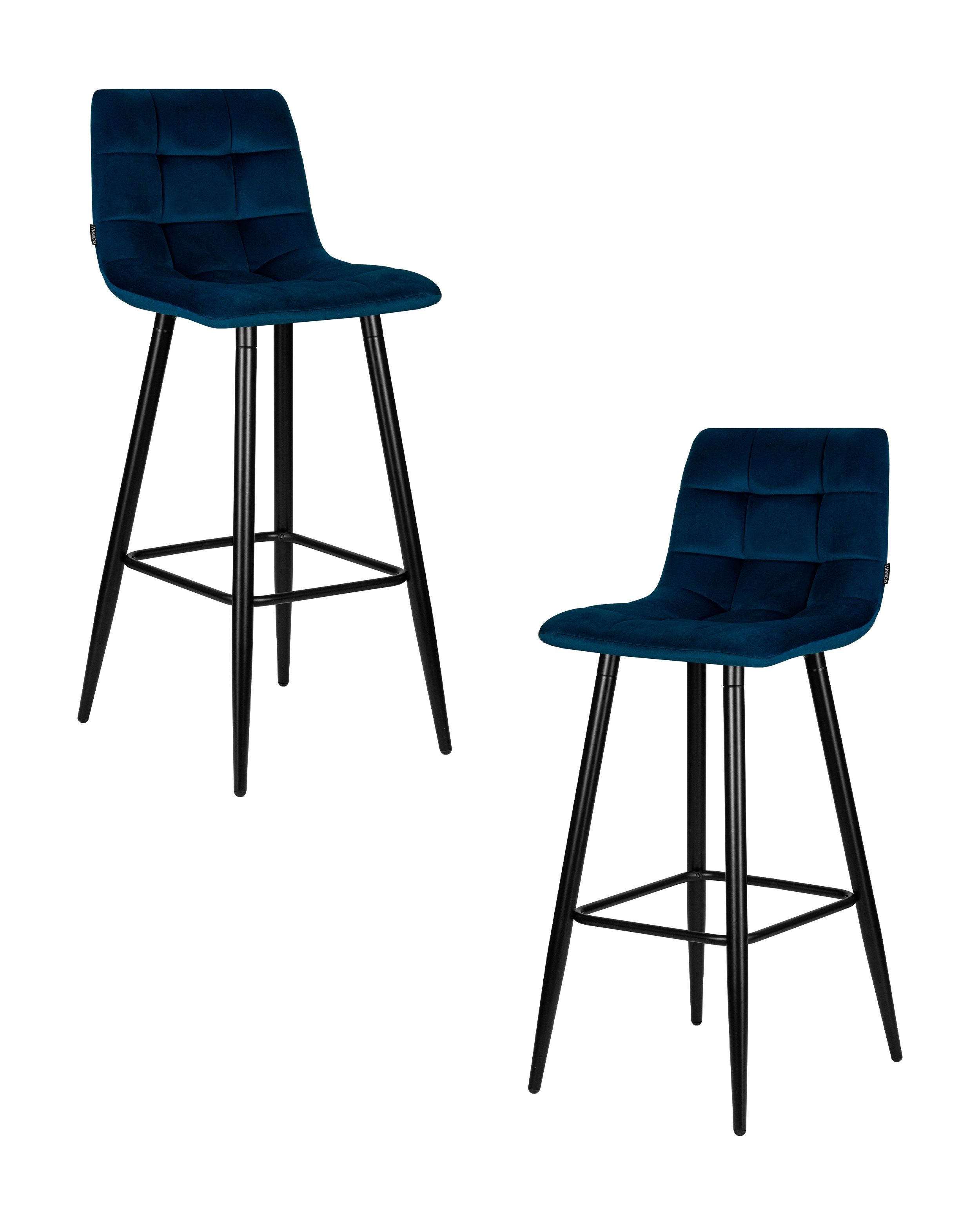 Изображение товара Комплект барных стульев Dobrin Nicole 2 шт темно-синий с металлическими ножками