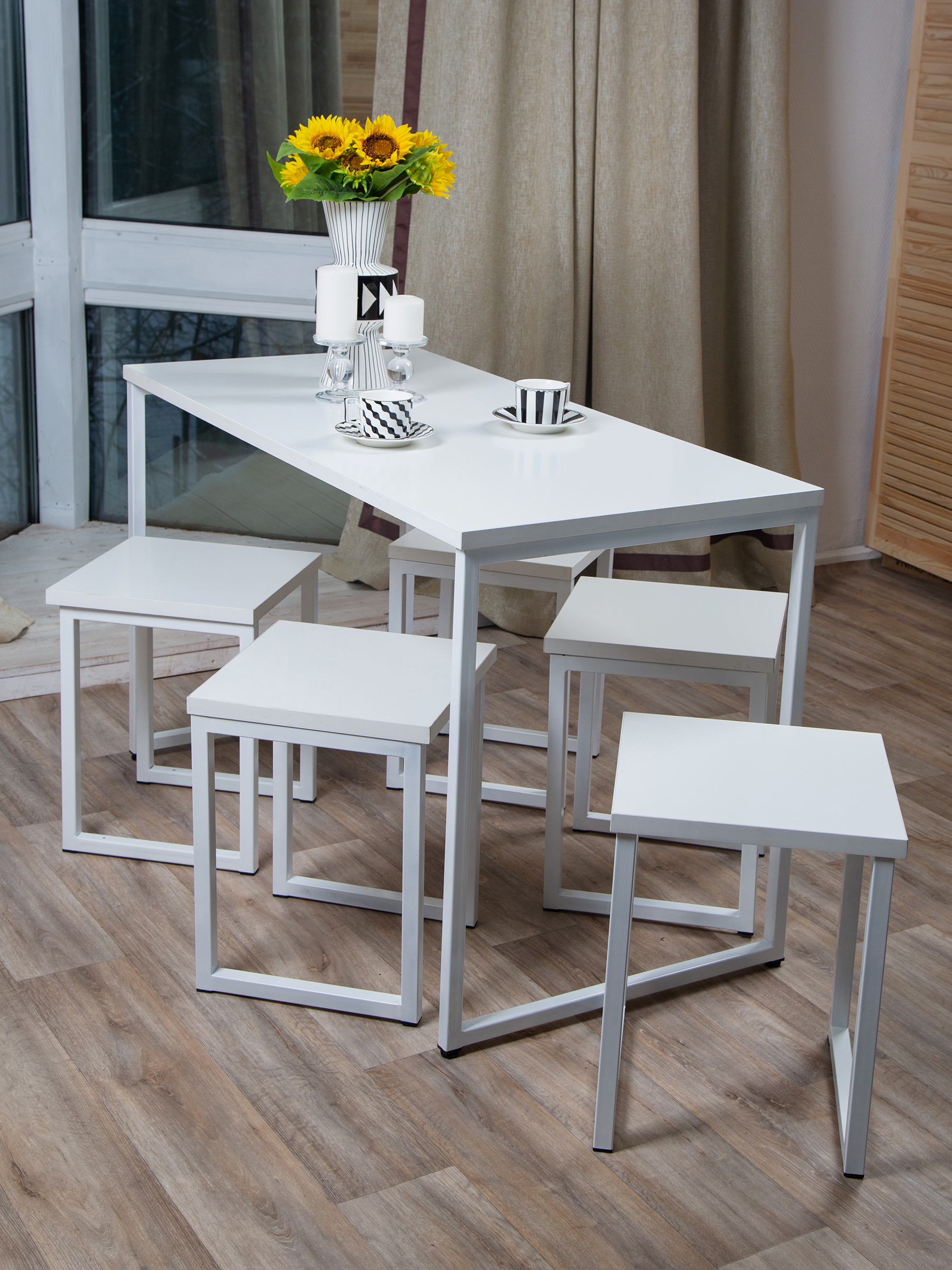 Изображение товара Обеденный стол в стиле Лофт Diko loft DL-867294 120x60 см белый