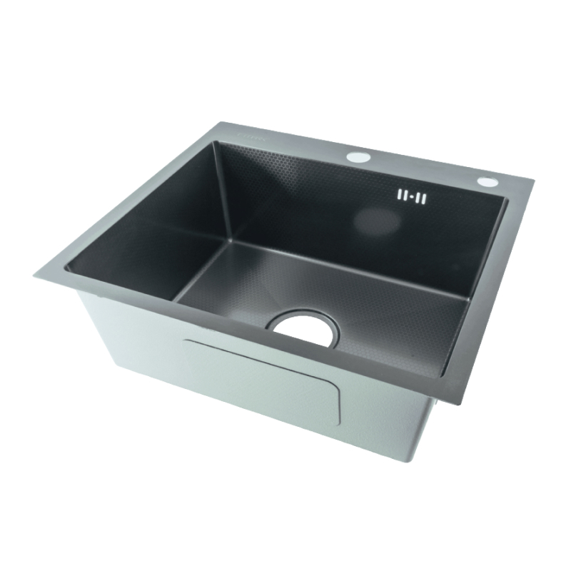 Изображение товара Мойка для кухни Fmark FSC5050Q-LM 50x50 см глубина чаши 22 см нержавеющая сталь цвет графит Изображение товара Мойка для кухни Fmark FSC5050Q-LM 50x50 см глубина чаши 22 см нержавеющая сталь цвет графит