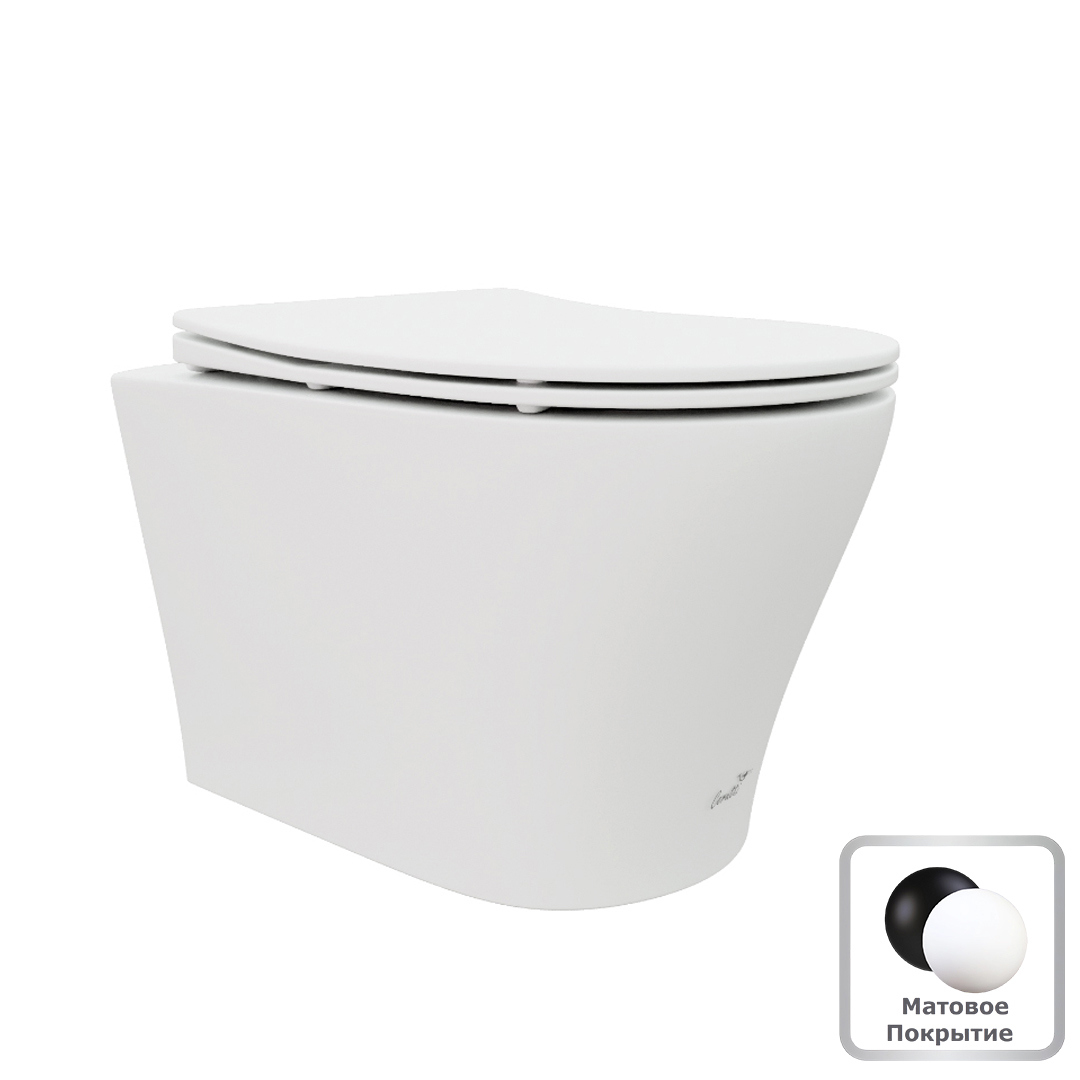 Изображение товара Подвесной унитаз Ceruttispa 9245 безободковый с сиденьем микролифт белый матовый