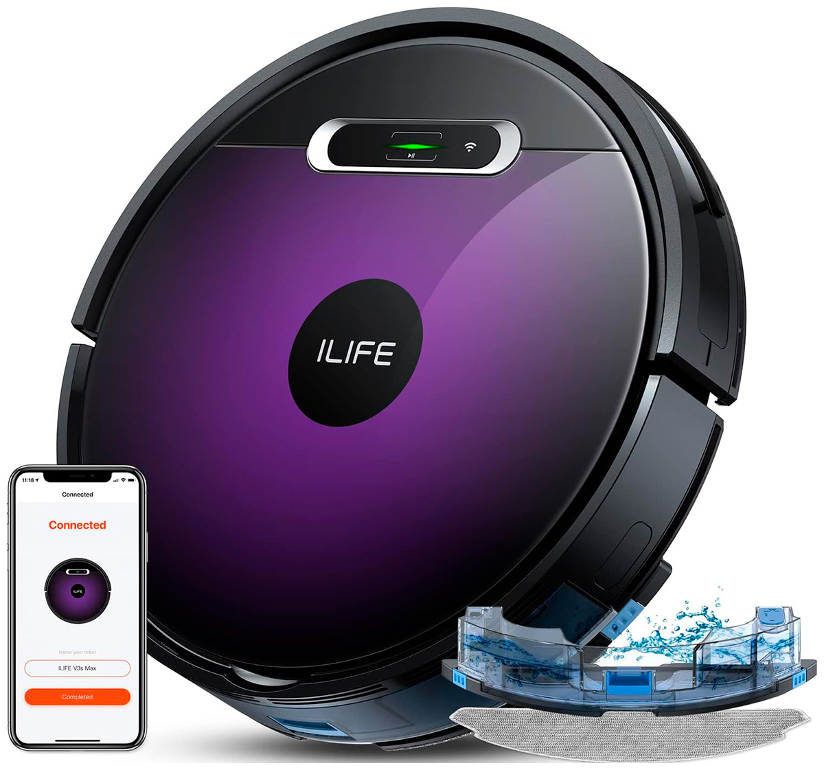 Изображение товара Робот-пылесос ILife V3s Max с влажной уборкой 25 Вт черный/синий