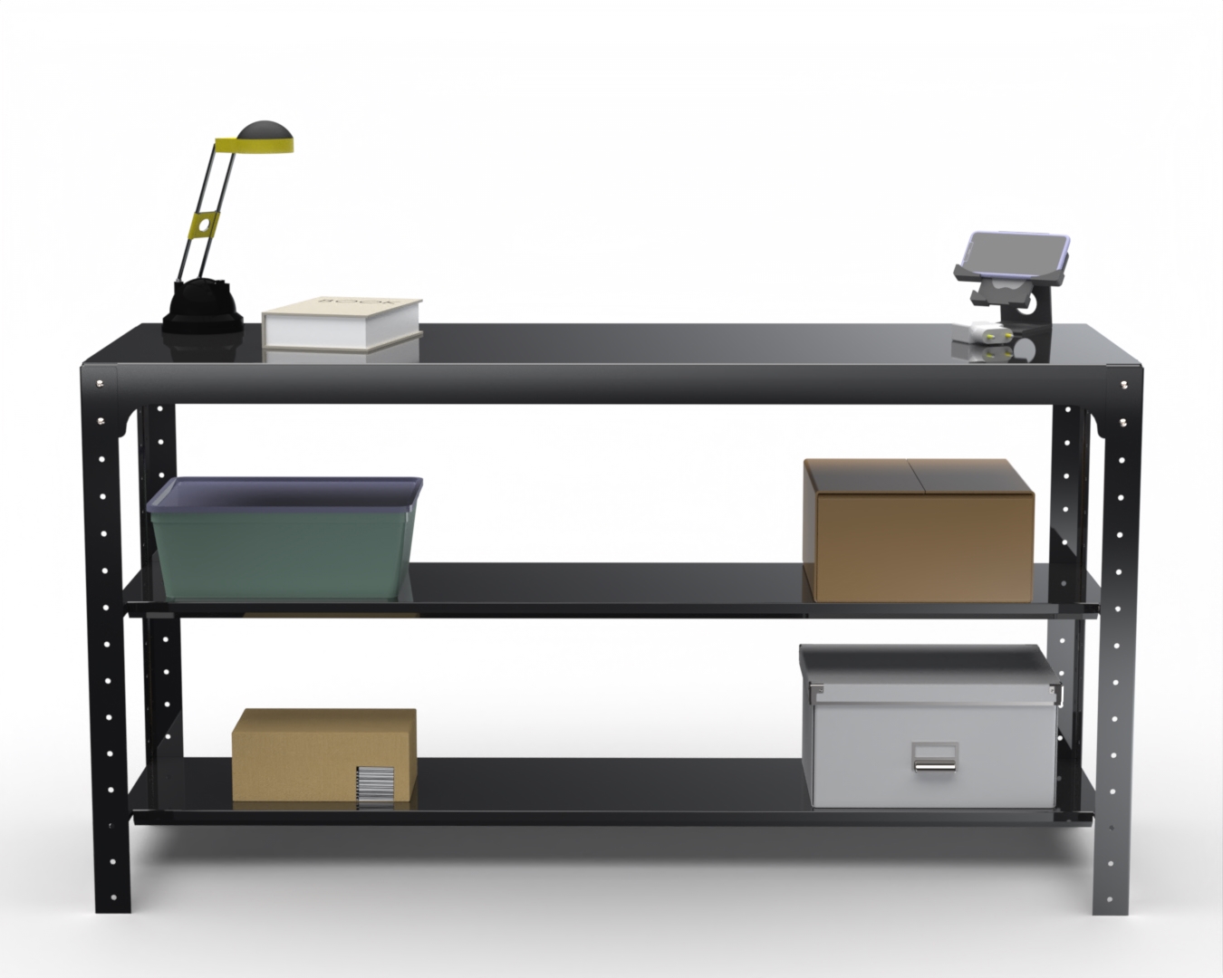 Изображение товара Металлический рабочий стол с двумя полками Metalex 201519 260 кг Россия