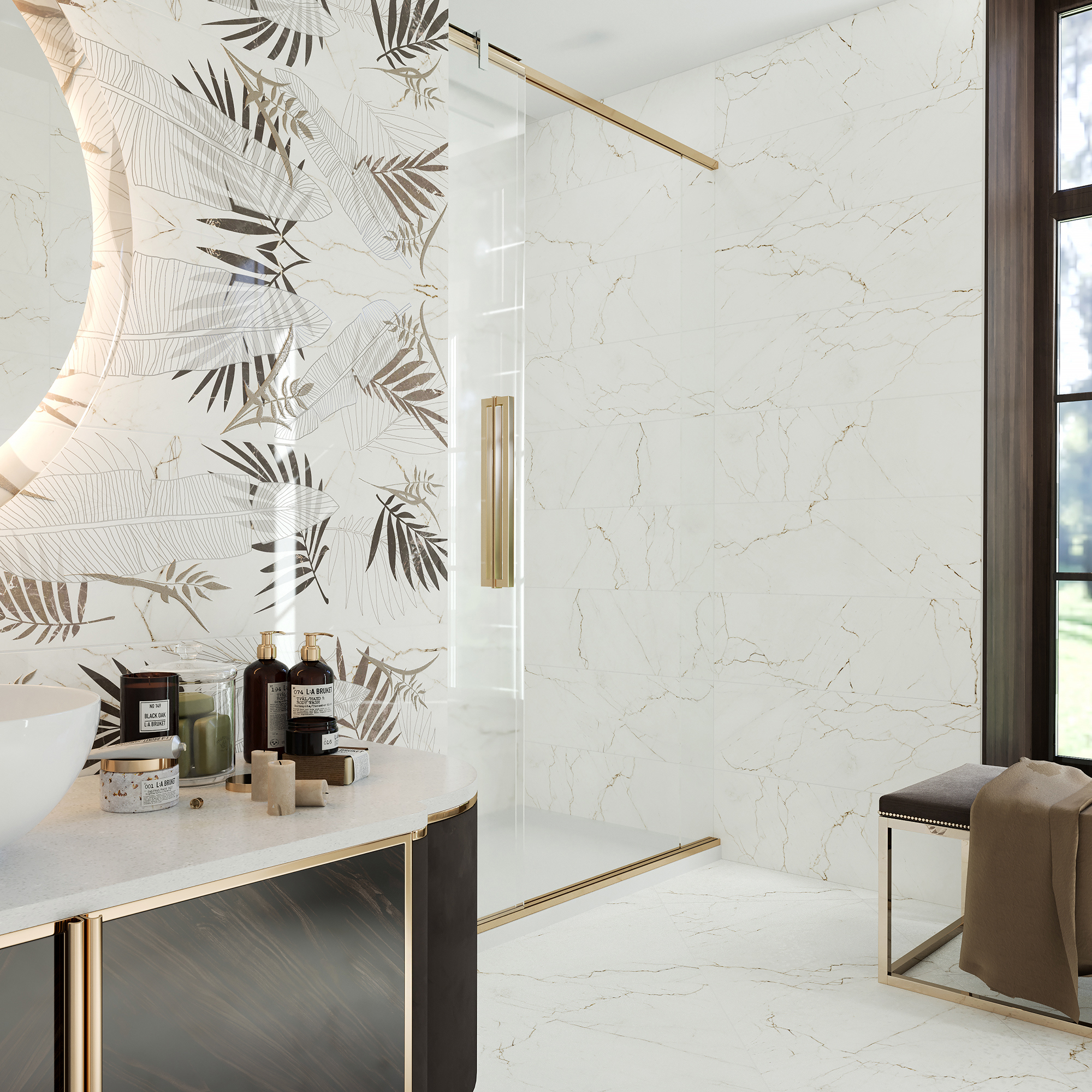 Изображение товара Керамическая настенная плитка Спарк 30x90 см бежевый глянцевый