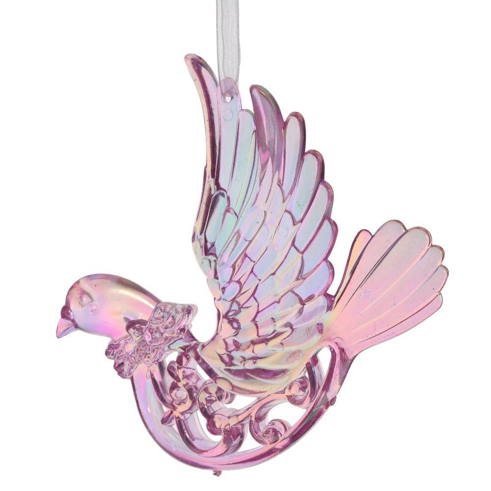 Изображение товара Елочная игрушка Птичка розовая 10 см из полиакрила для новогодней елки