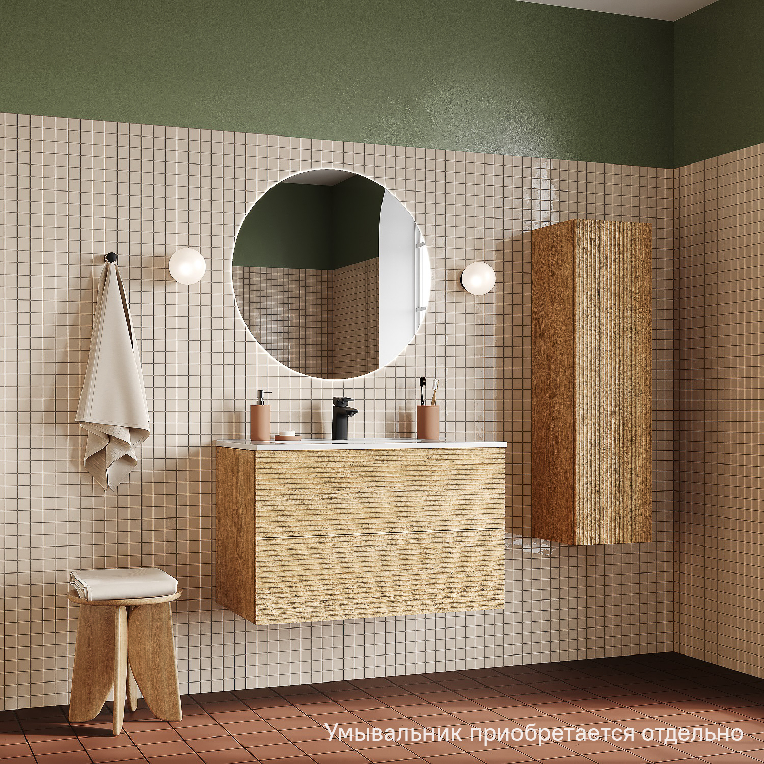 Изображение товара Тумба для ванной Iddis Bild BIL80V0i95 подвесная 80 см светлый дуб