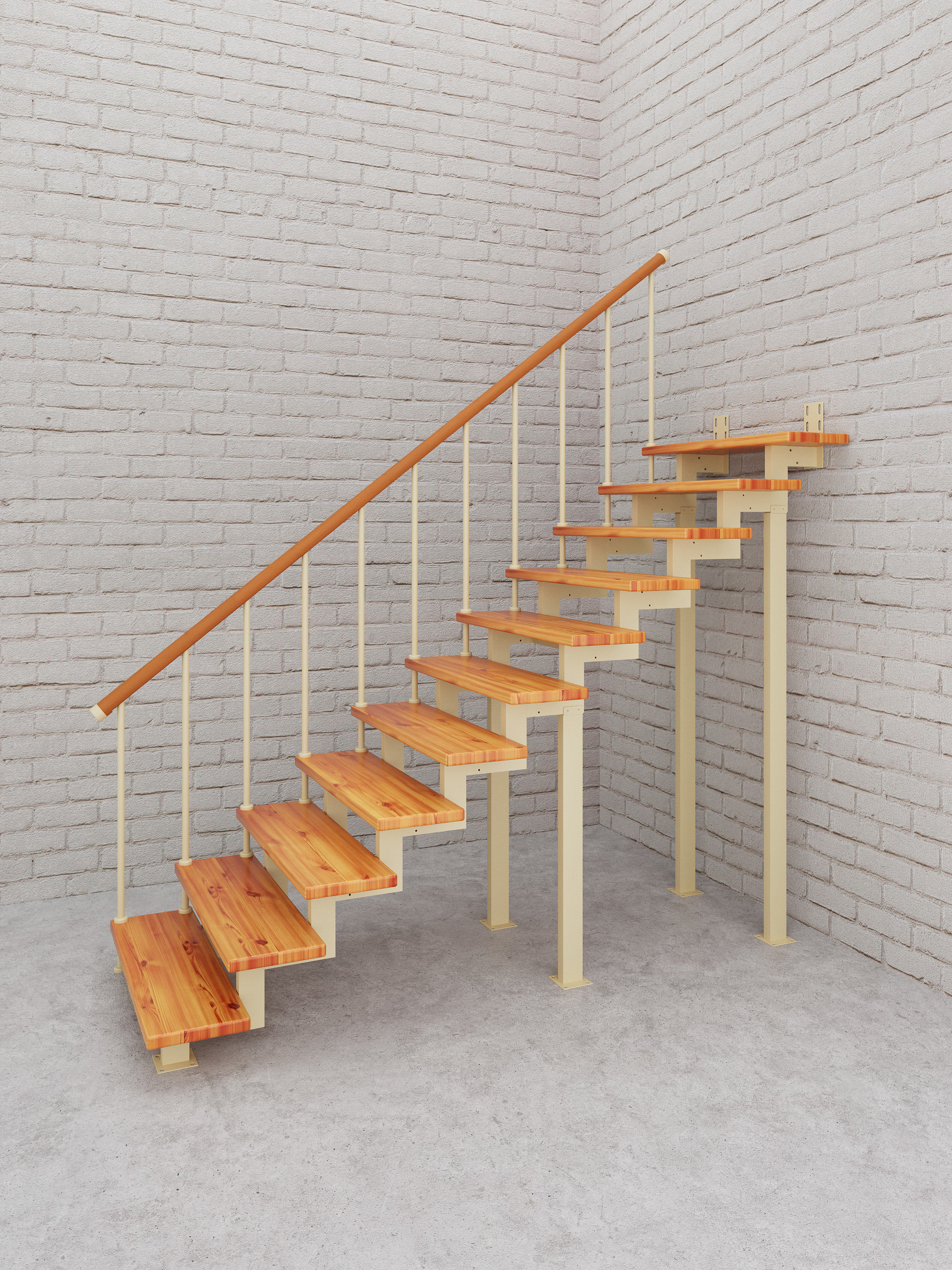 Изображение товара Модульная лестница Стамет Элегант Комфорт прямой 2090мм цвет слоновая кость