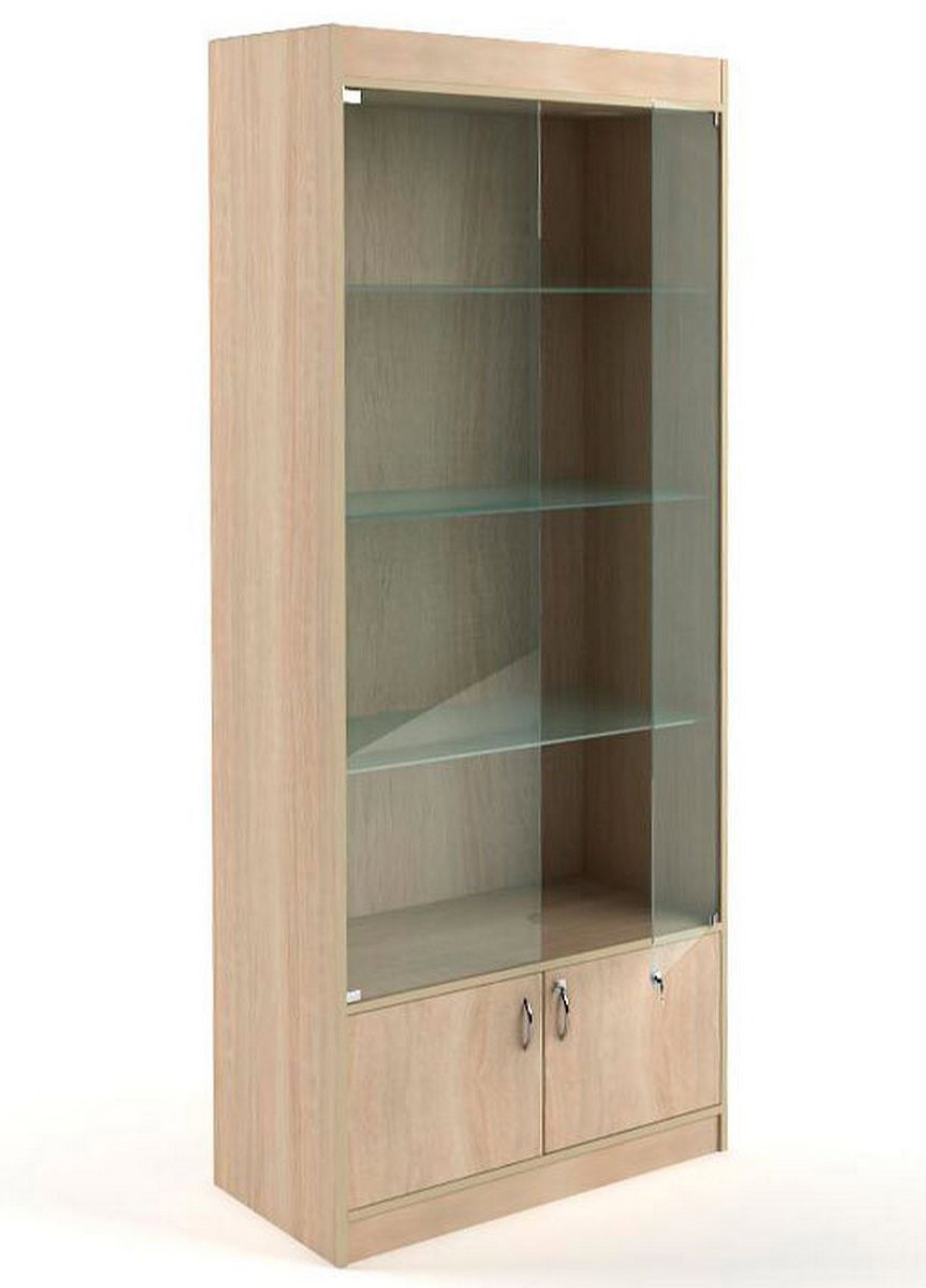 Изображение товара Шкаф-витрина 85x200 см Универсал №164-Д с дверьми дерево/стекло цвет дуб-сонома