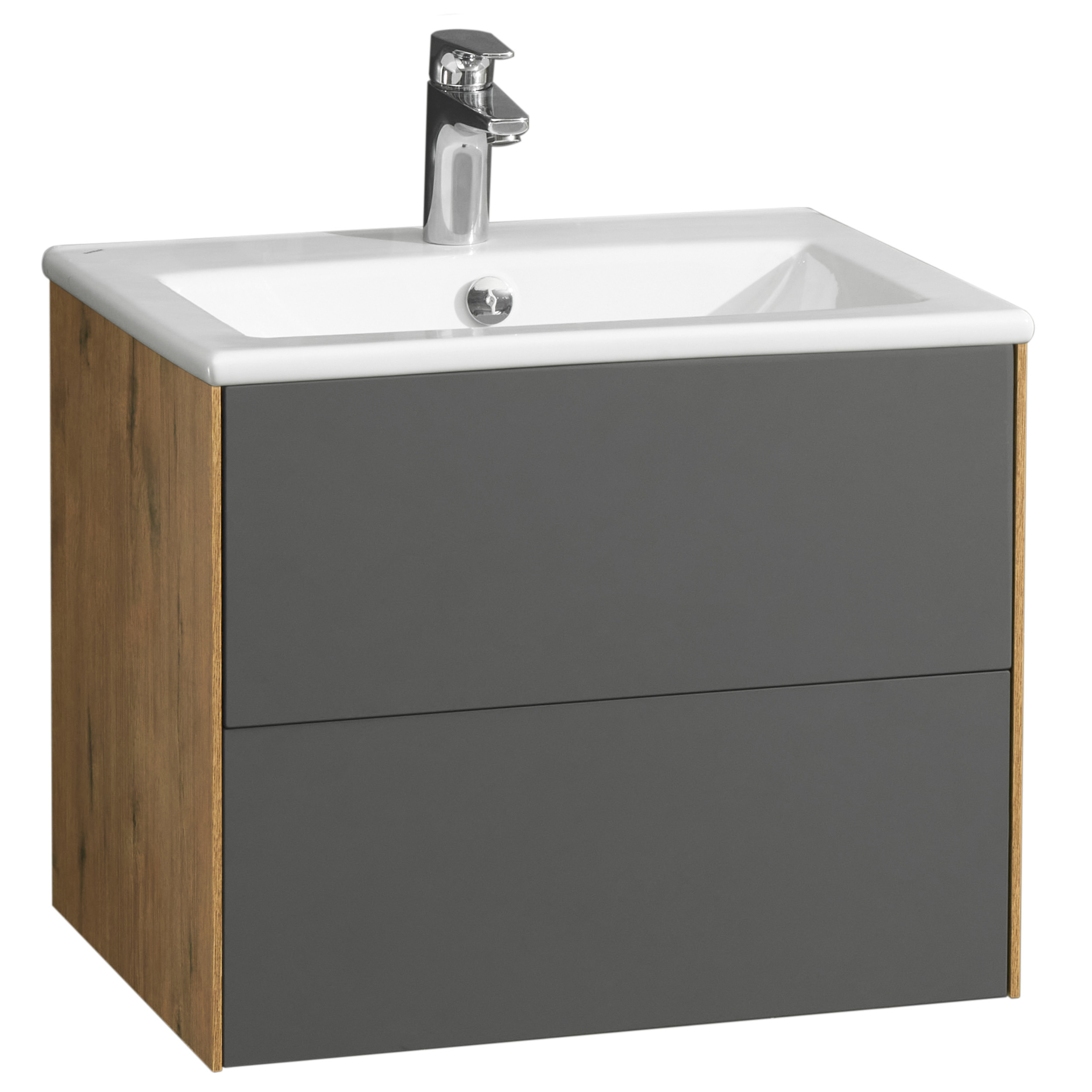 Изображение товара Тумба под раковину Aquaton 1A2669K2LHDY0 57 см коричневая с раковиной для ванной