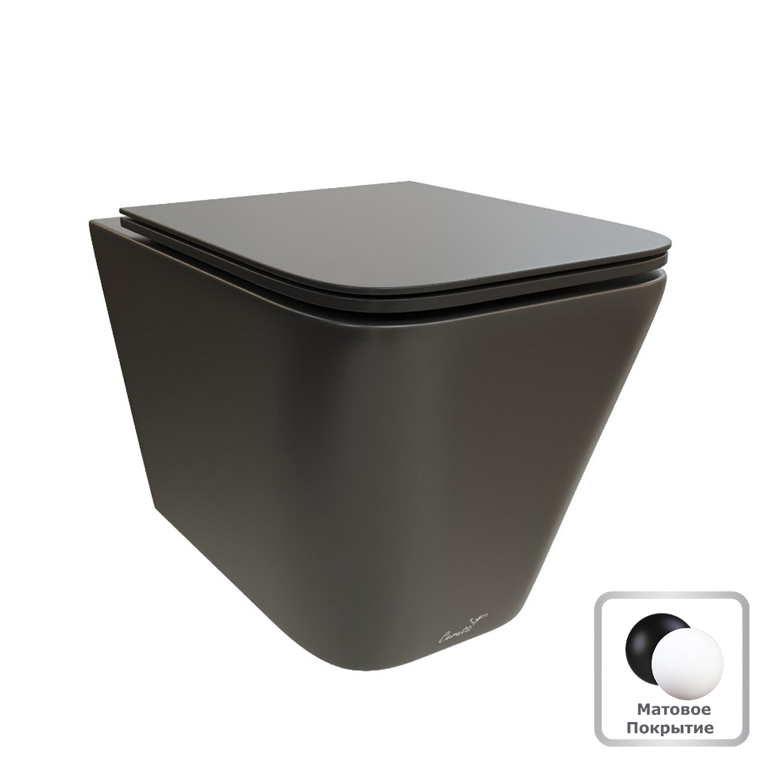 Изображение товара Подвесной унитаз Ceruttispa Maiella Aria MB безободковый черный матовый с сиденьем микролифт