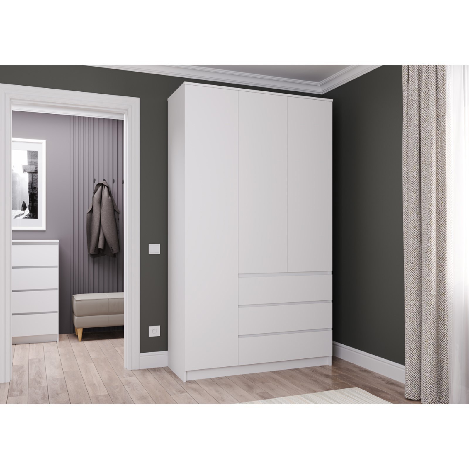 Изображение товара Шкаф распашной Клик мебель 120.4x210x50.4 см белый ЛДСП современный дизайн