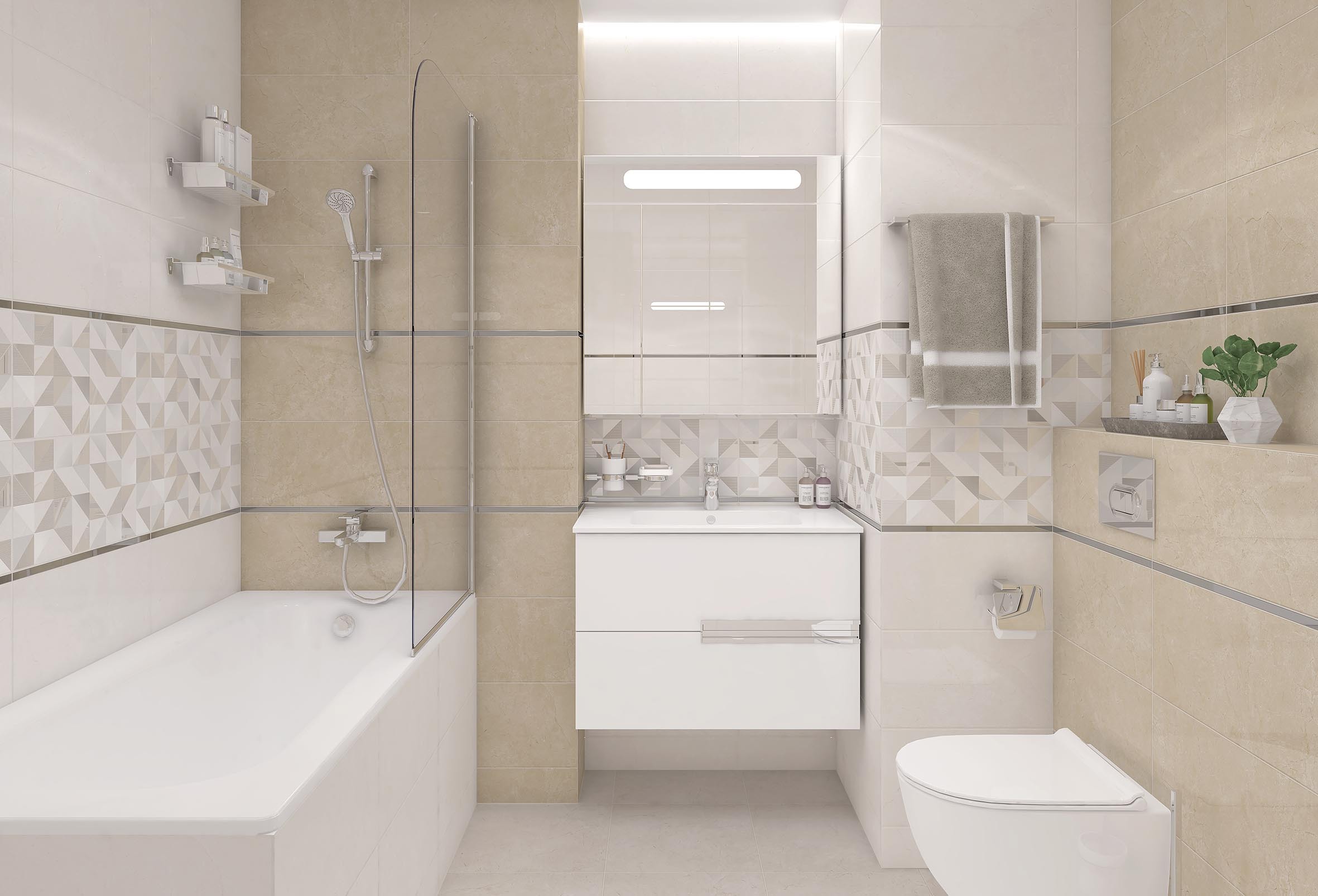 Изображение товара Керамическая плитка Laparet Slim 25x50 см цвет кремовый