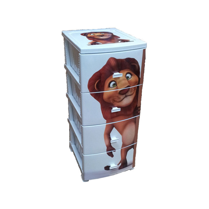 Изображение товара Комод Росспласт Лев 4 ящика белый пластиковый детский мебель 38x47x98 см