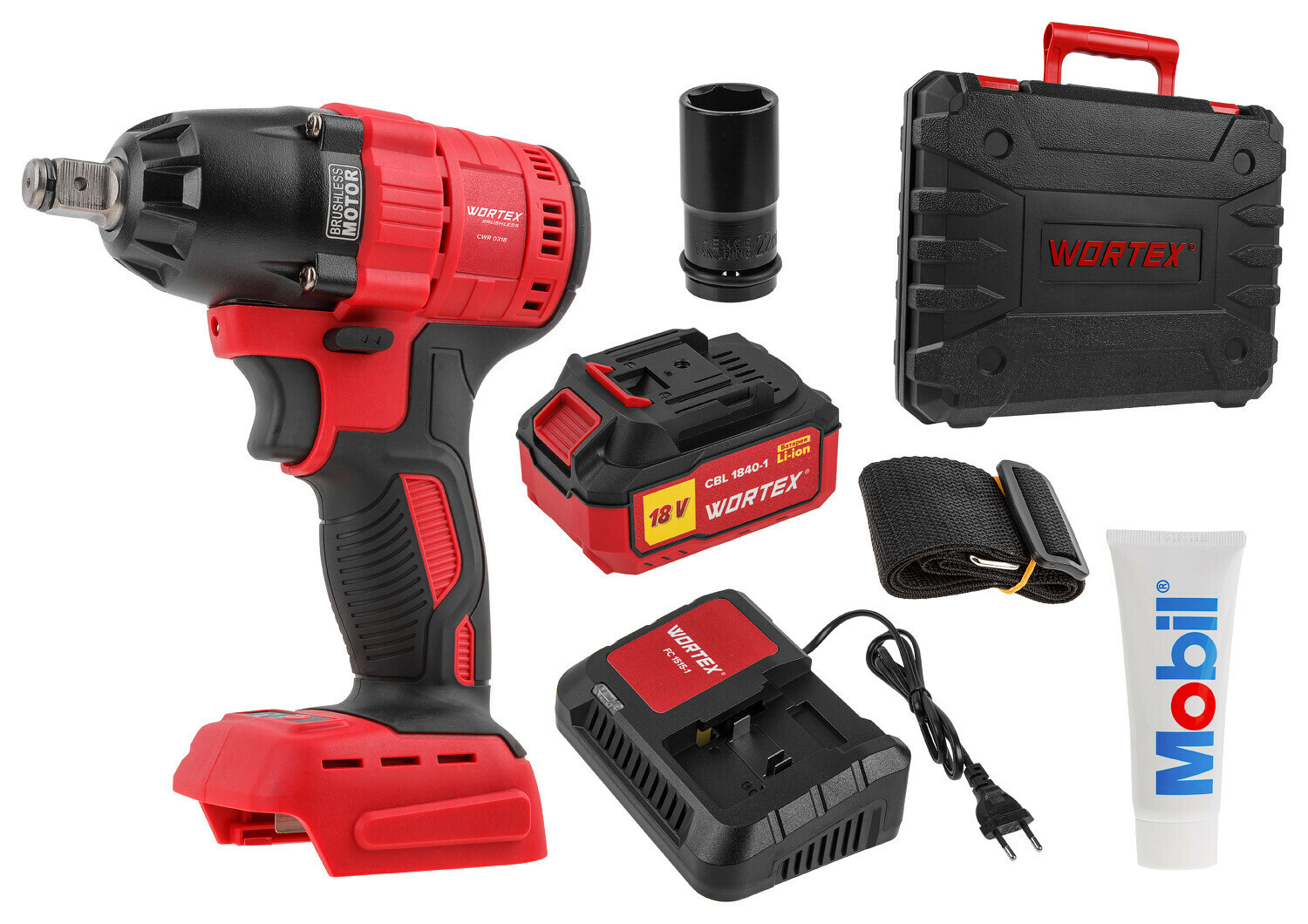 Изображение товара Гайковерт аккумуляторный Wortex CWR 0318 XLT Set, 18 В Li-Ion 1x4 Ач, 310 Нм