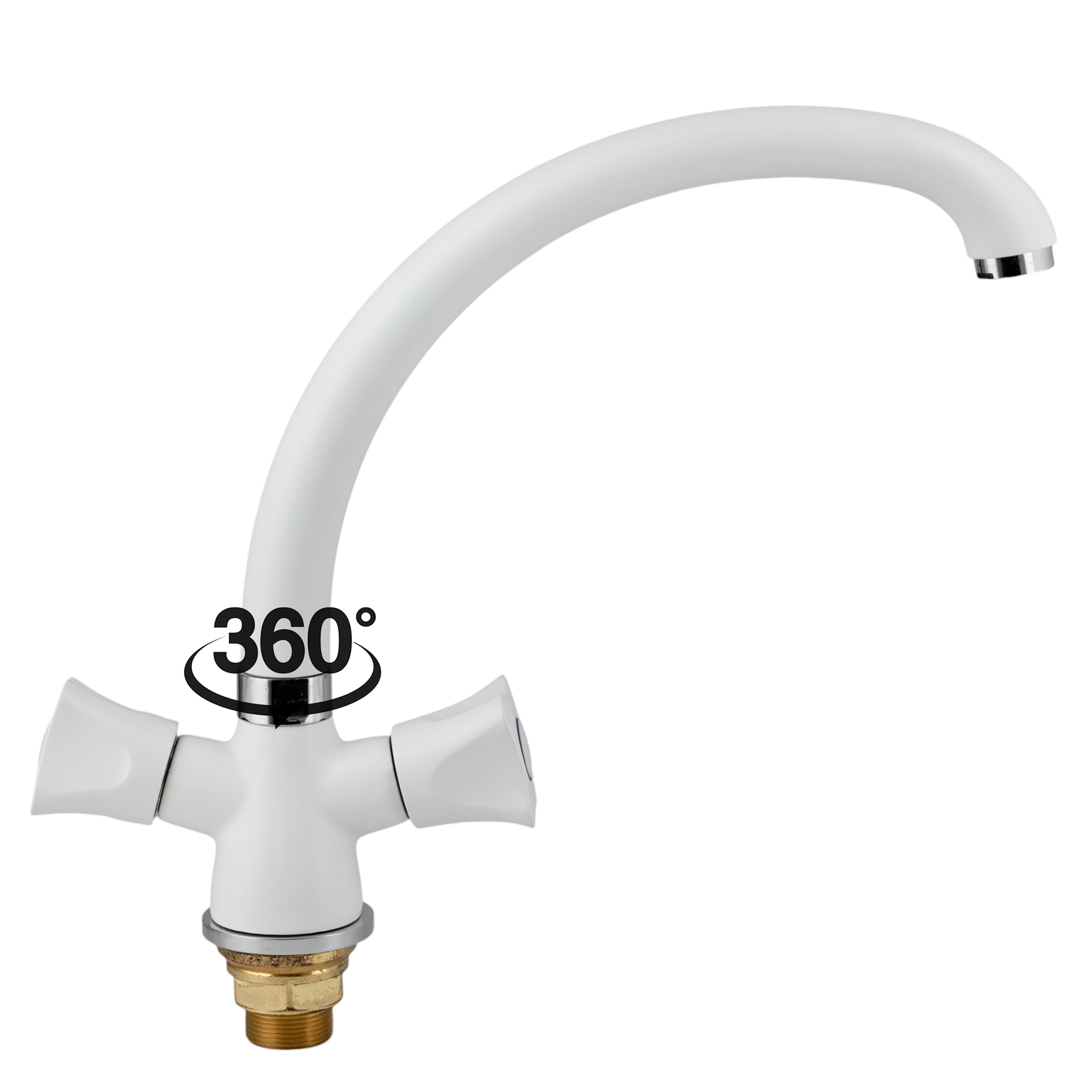 Изображение товара Смеситель POTATO P42306-7 поворотный излив 23 см белый матовый