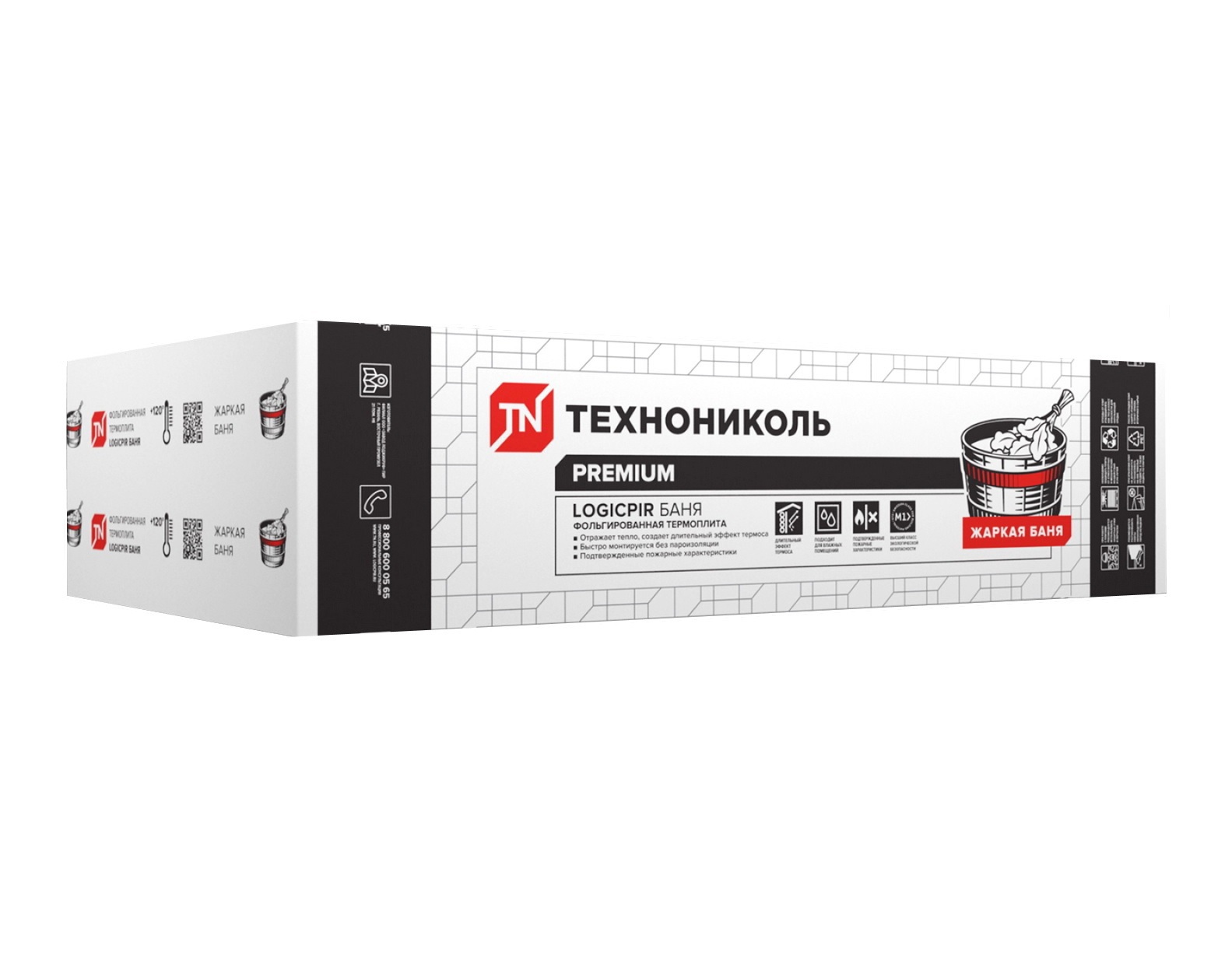 Изображение товара Теплоизоляционная PIR-плита Технониколь Master Logicpir Баня Ф/Ф L-кромка 1190x590x50мм 5шт 3.51м²