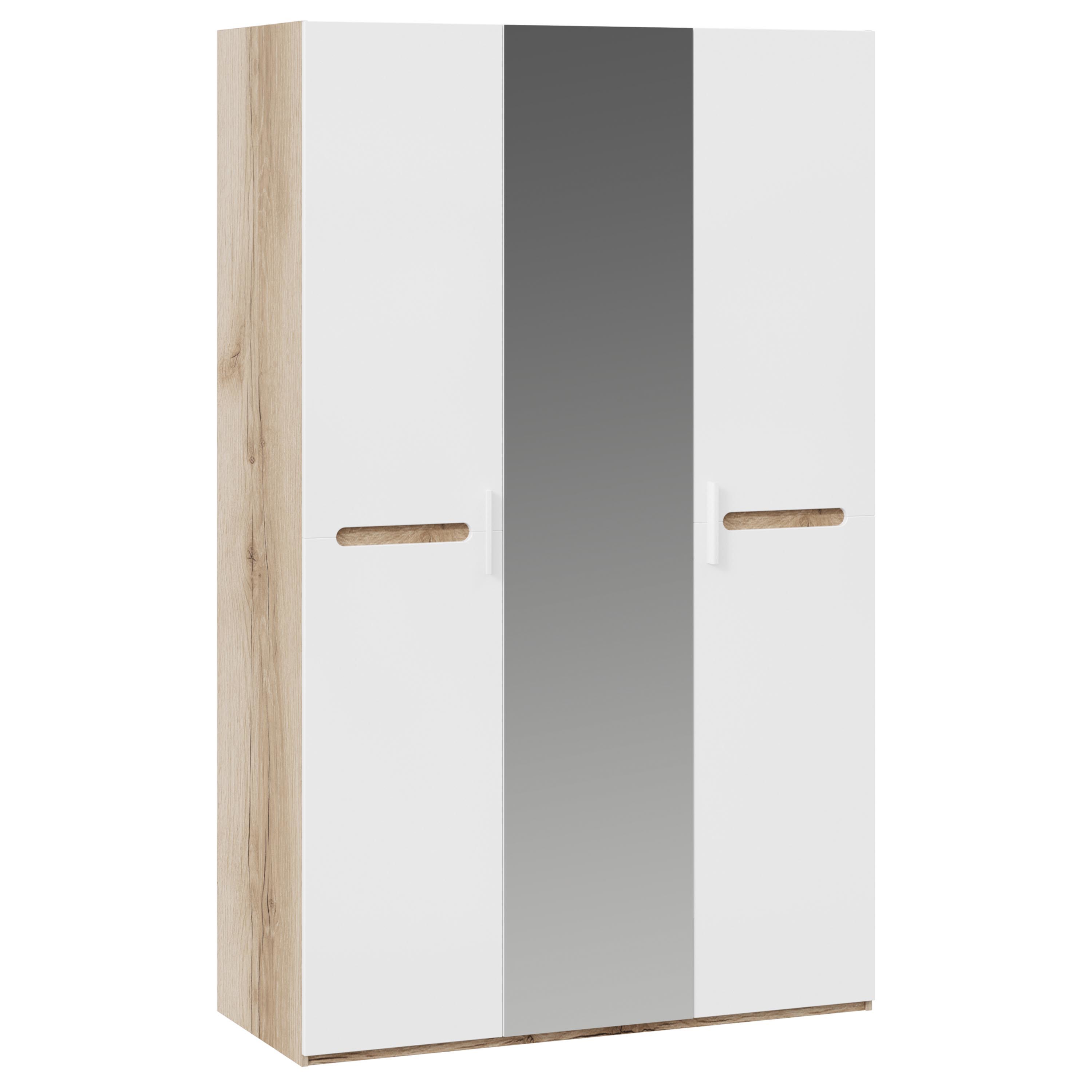 Изображение товара Стильный распашной шкаф Трия серия Фьюжн 134x218x58 см белый глянец дуб делано