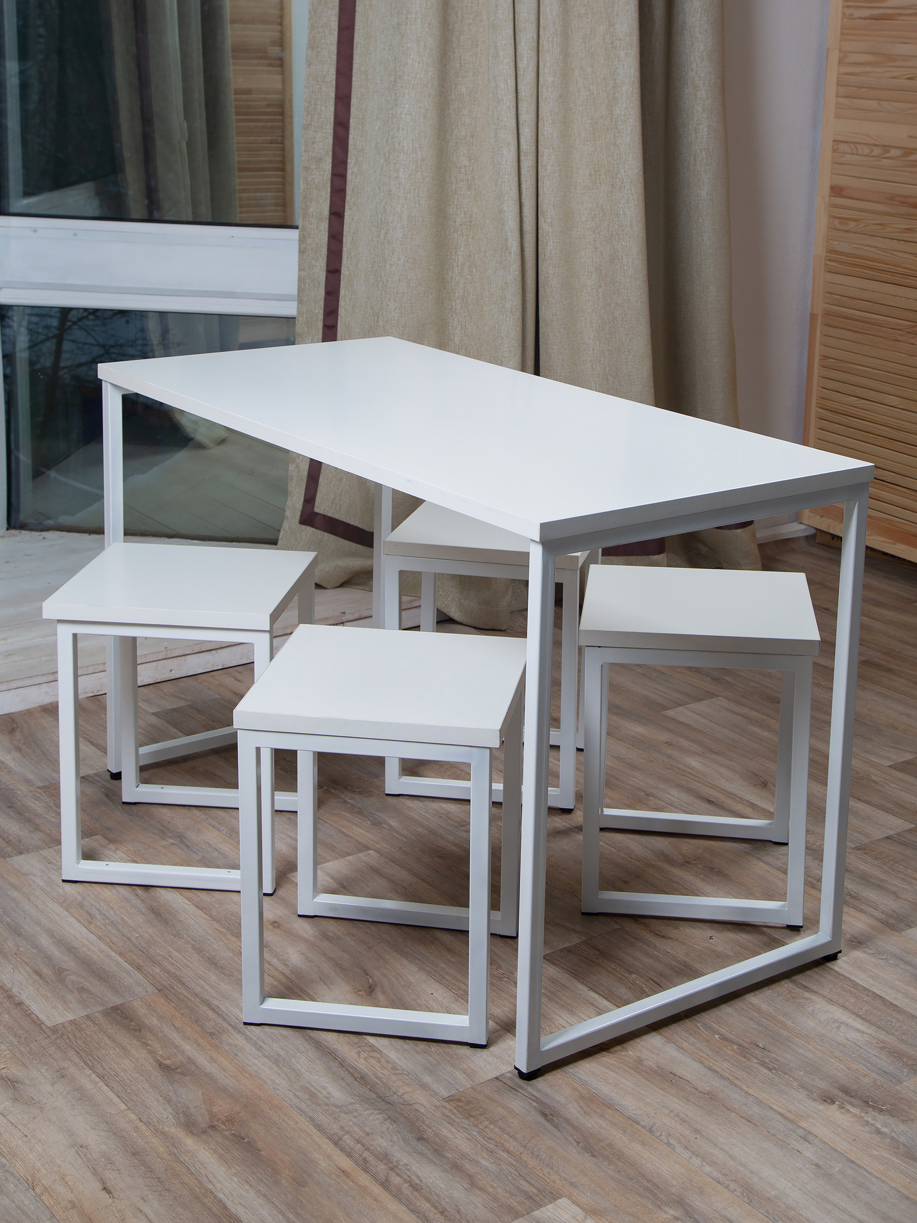 Изображение товара Обеденный стол в стиле Лофт Diko loft DL-867285 120x70 см белый with регулируемыми ножками