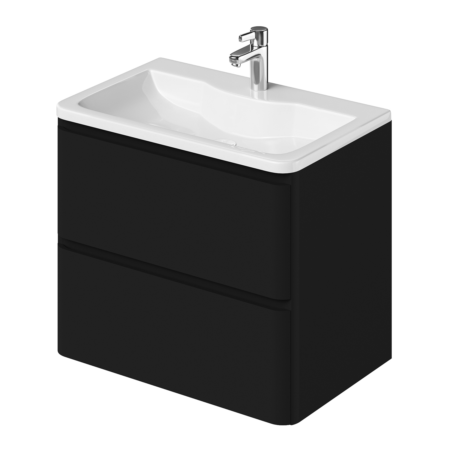 Изображение товара Тумба с раковиной в ванную Итана Roberto 70 69.5x45x60.6 подвесная черный софт