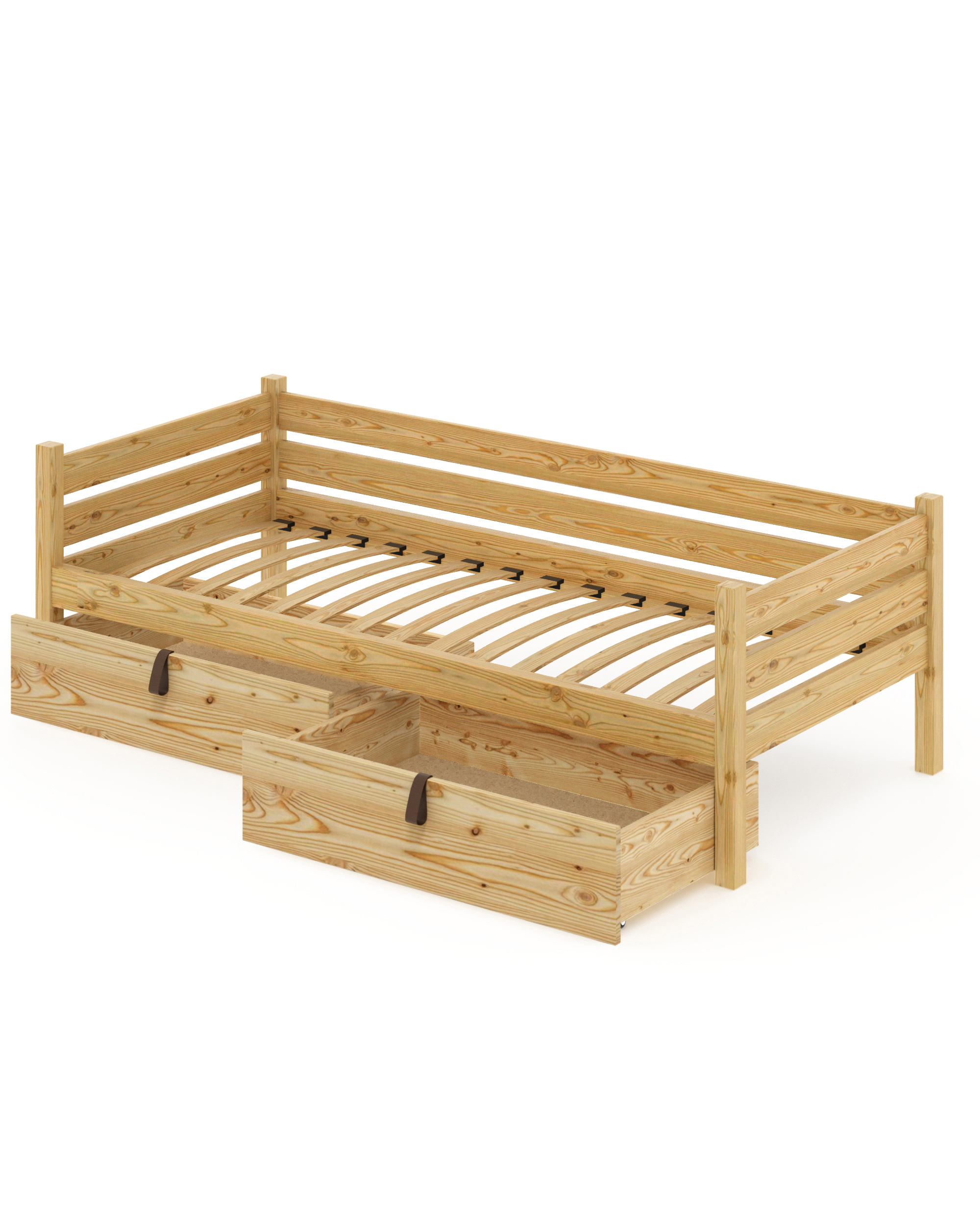 Изображение товара Тахта односпальная Solarius орто основание с 2 выкатными ящиками 90x63x190 см без шлифовки и покраски сосна цвет светло-бежевый