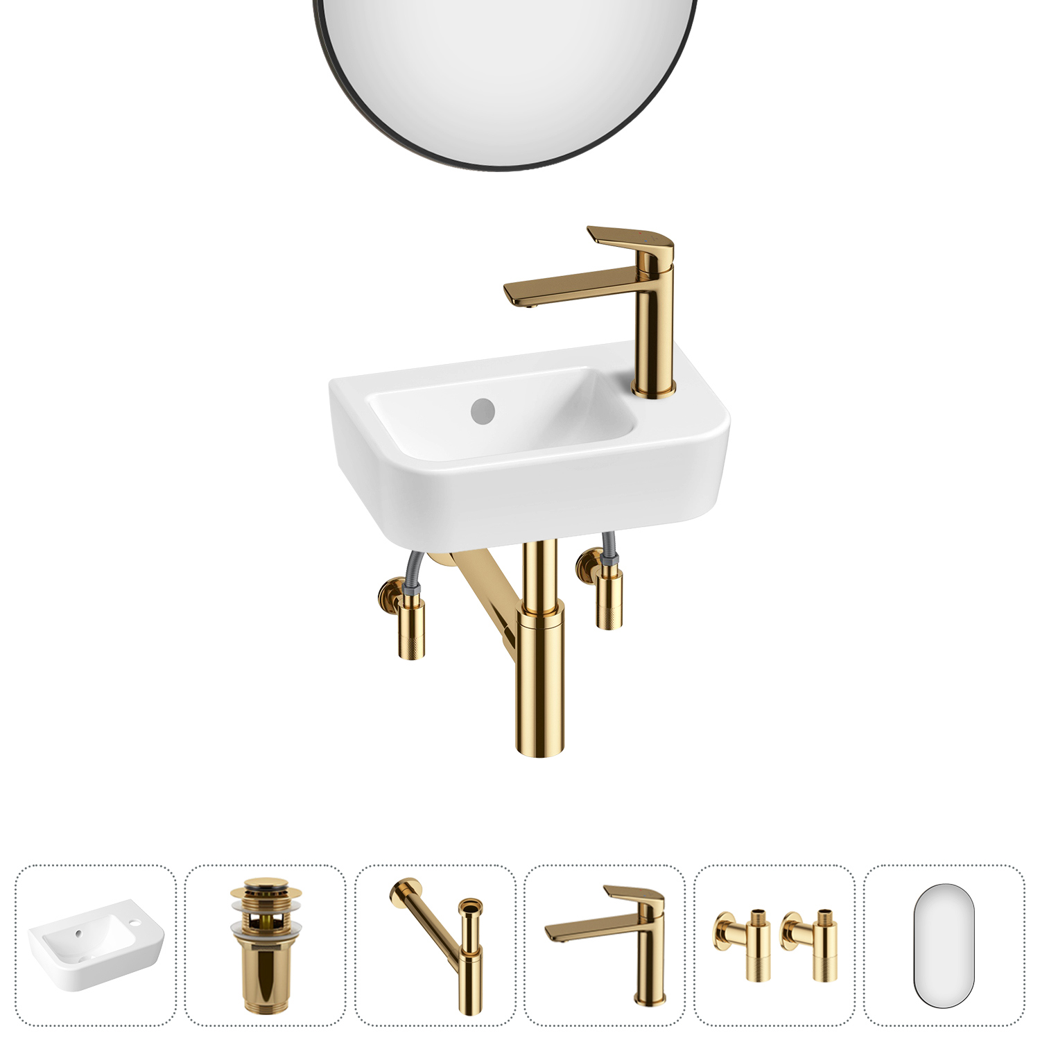 Изображение товара Раковина Lavinia Boho One 37см 6 в 1 с зеркалом и смесителем для ванной