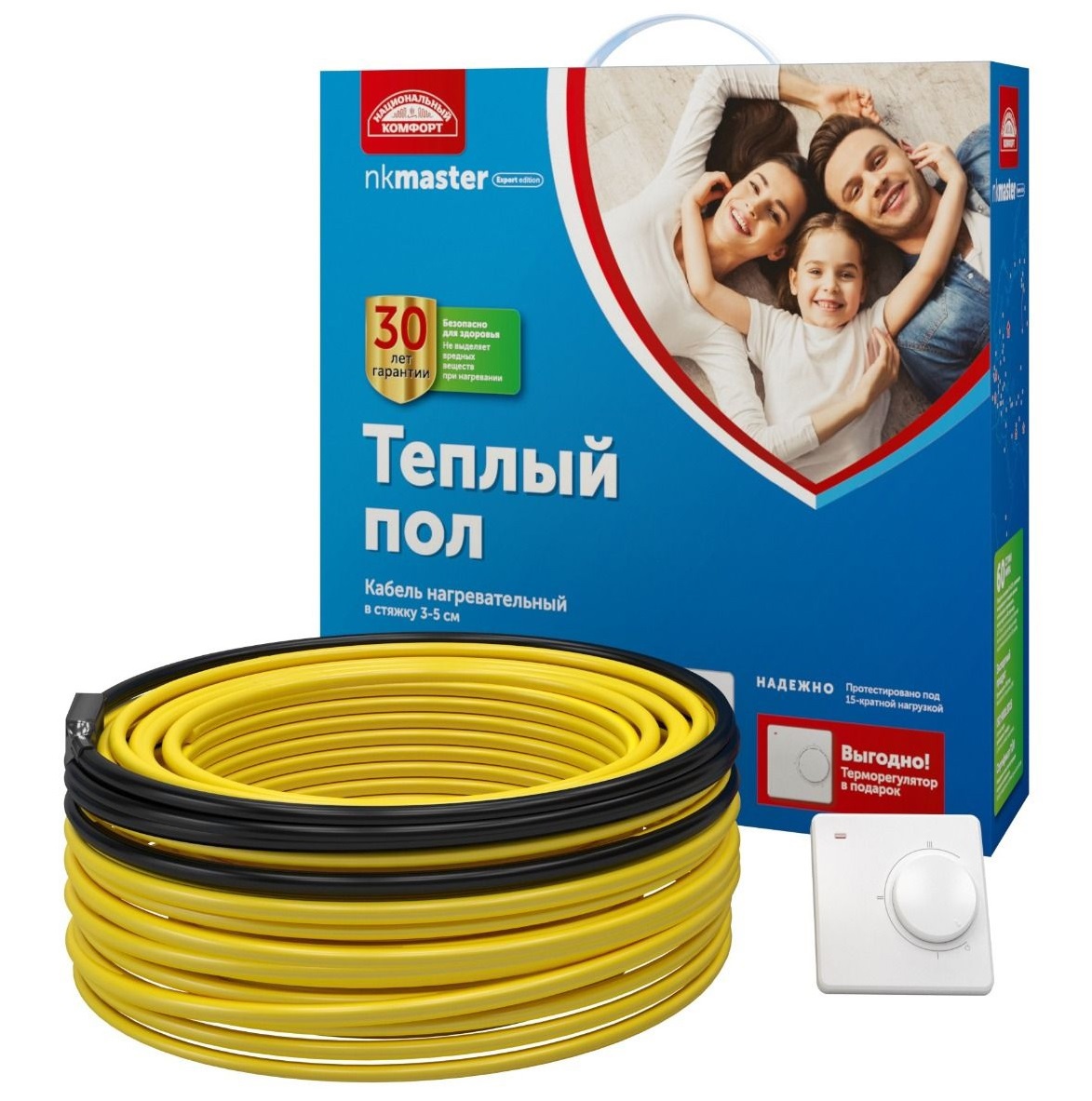 Изображение товара Нагревательный кабель Теплолюкс Нацкомфорт Т-РЕГ 9 м 75 Вт с терморегулятором