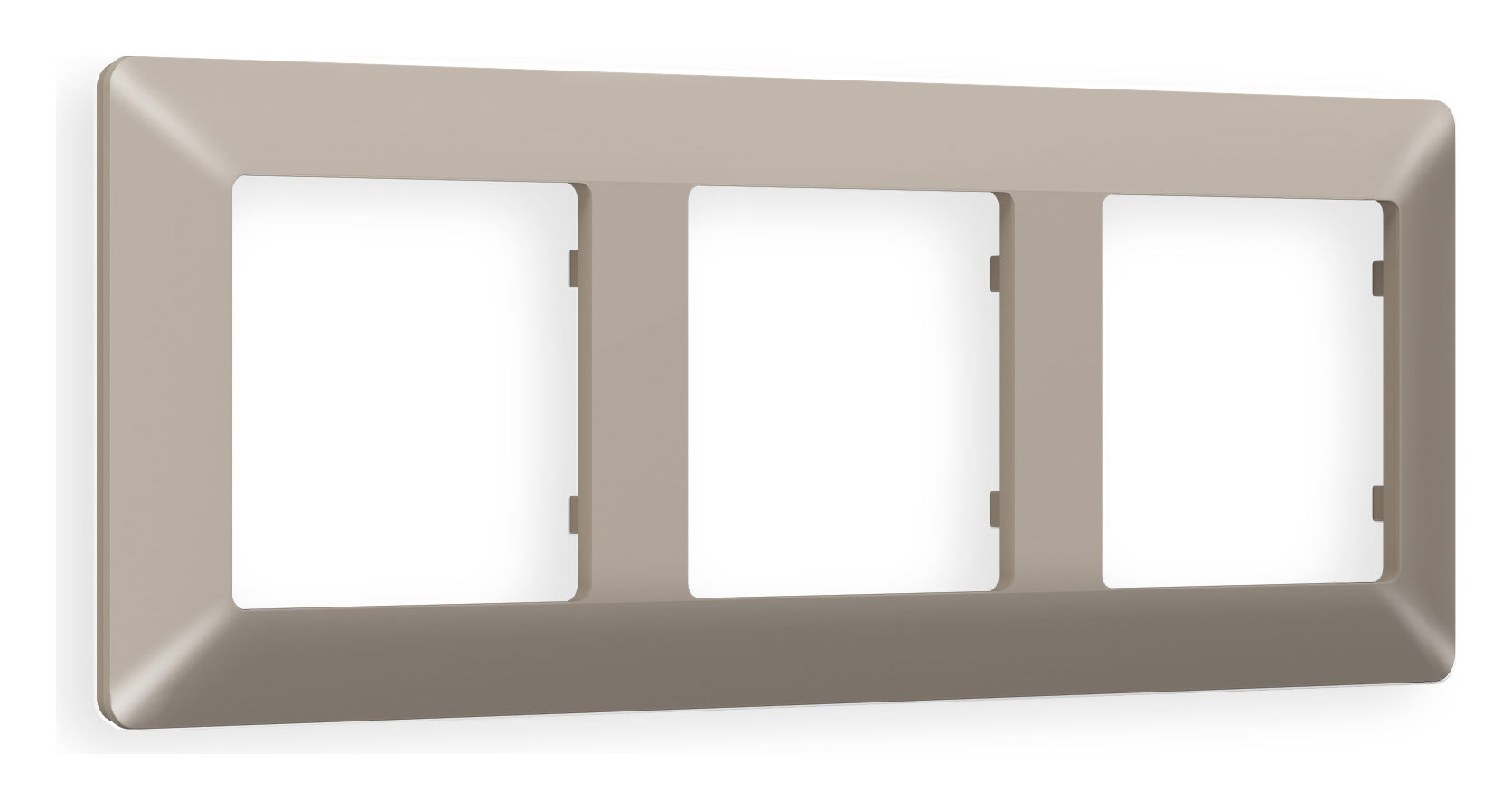 Изображение товара Рамка для розеток и выключателей Ambrella volt Alfa Line AF110363 3 поста цвет серо-бежевый матовый