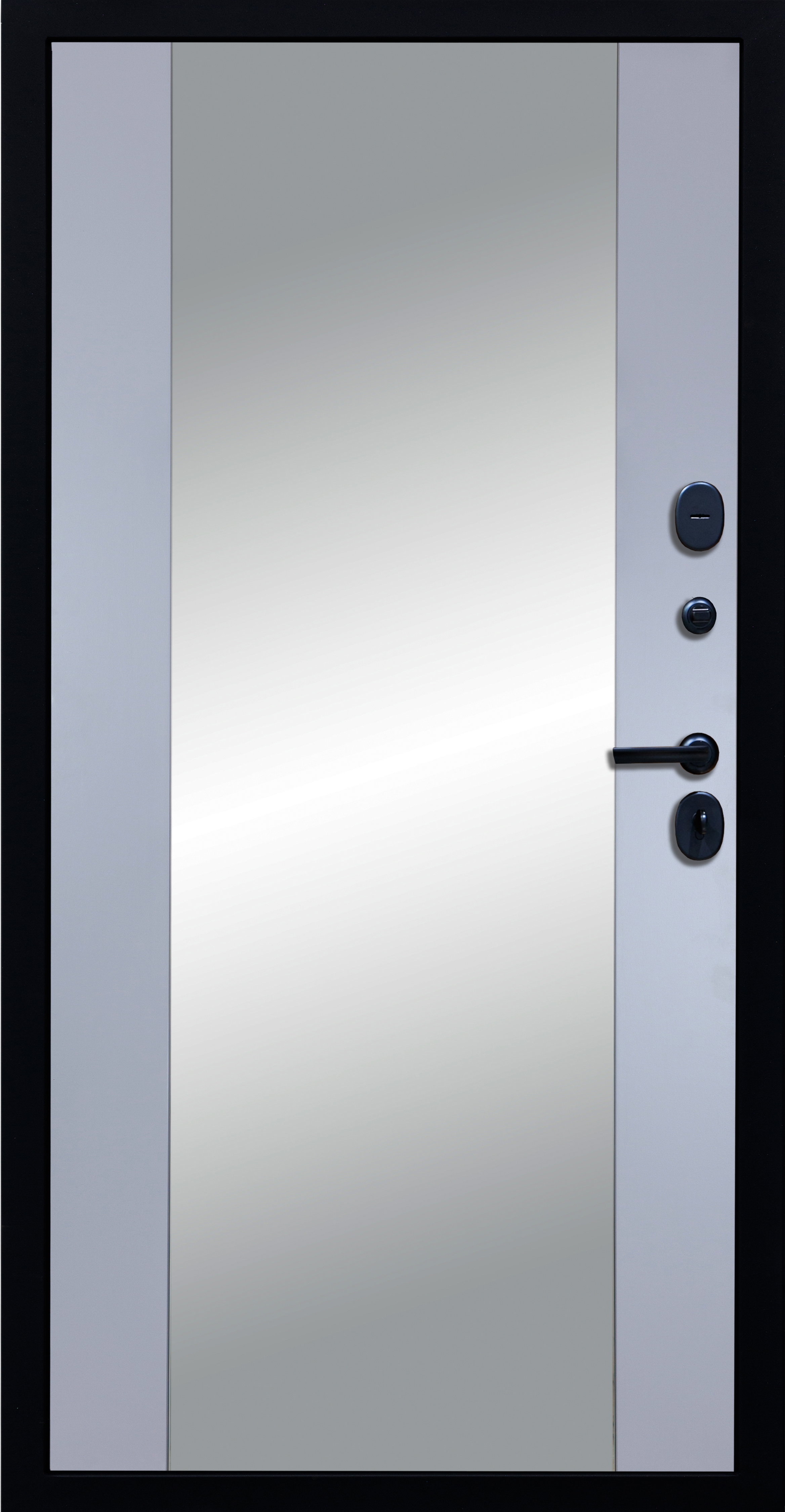 Изображение товара Входная дверь Diva STR МХ-46 205x96см правый цвет Д15 силк маус/черный кварц с зеркалом