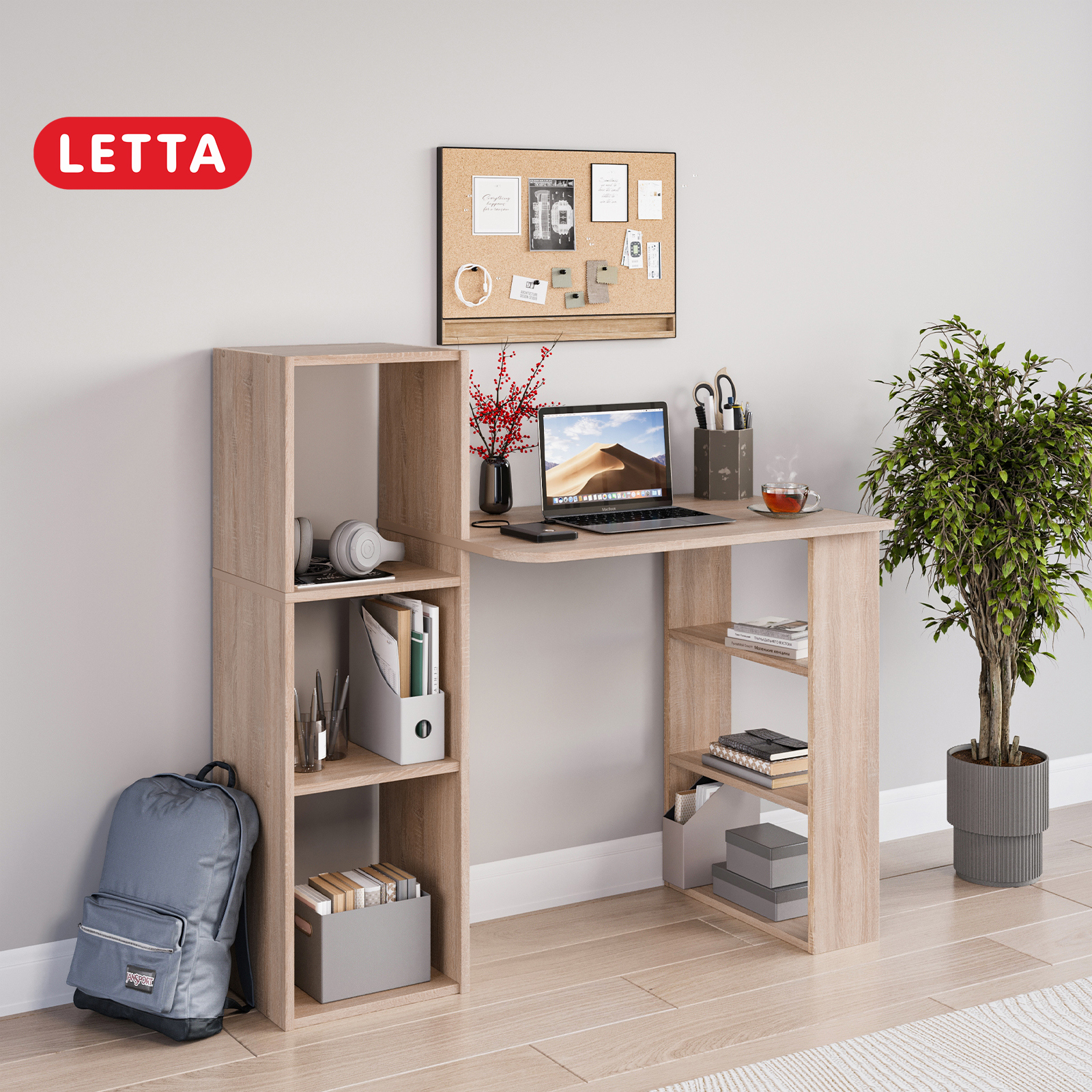 Изображение товара Письменный стол Letta L5481 106x75x49 см дуб сонома ламинированное ДСП