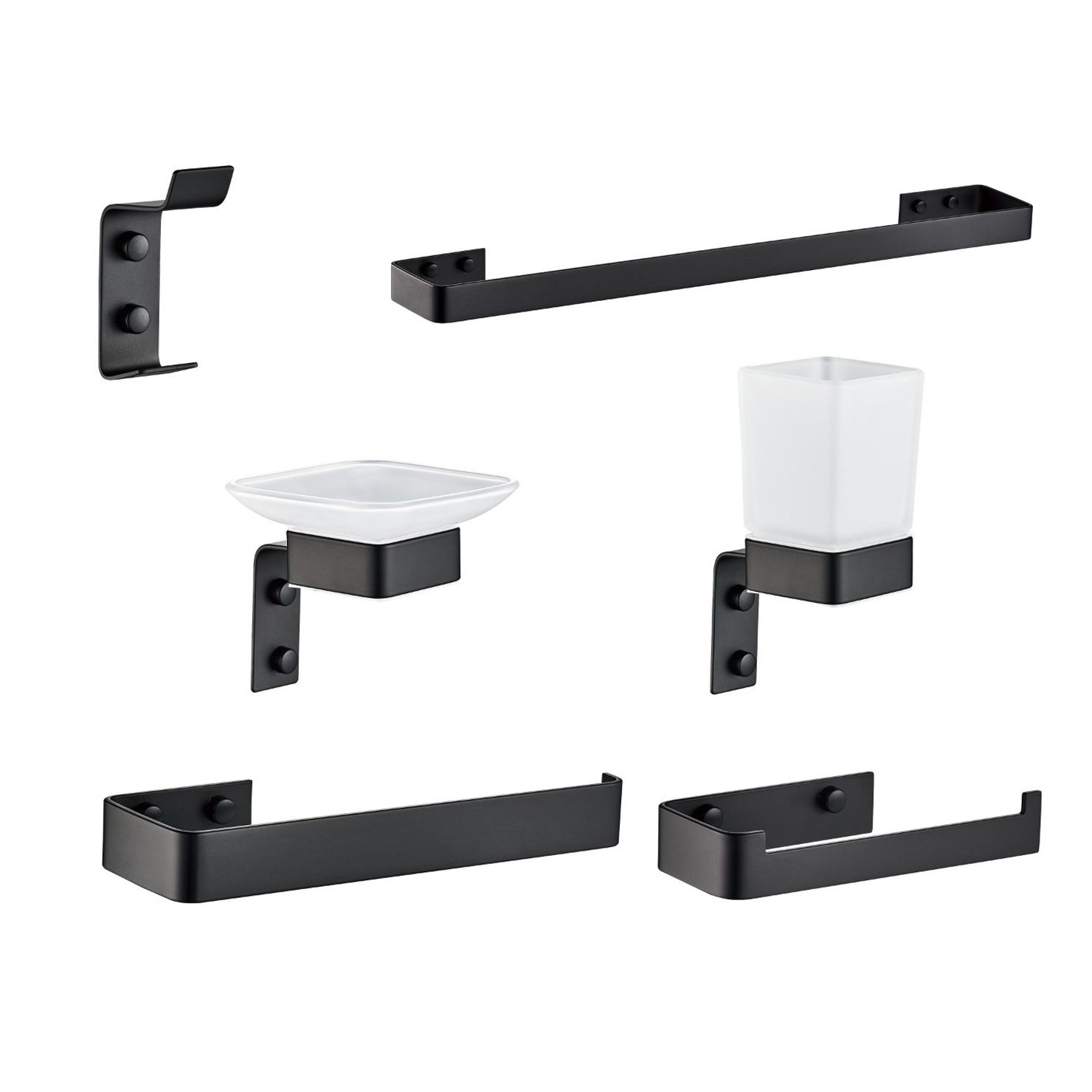 Изображение товара Набор аксессуаров для ванной комнаты BOCH MANN CR-D01B черный металло-стеклянный