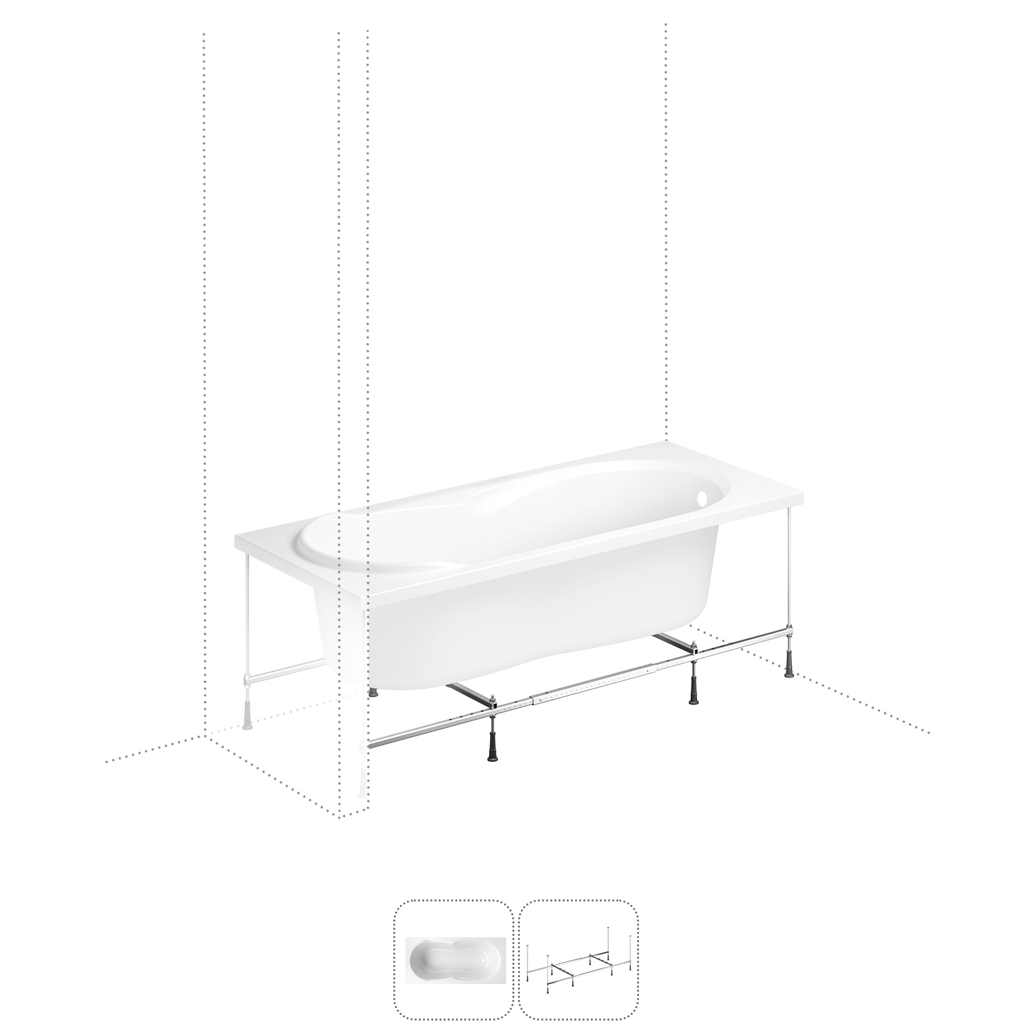 Изображение товара Прямоугольная ванна Lavinia Boho Easter Pro S1-37060075 литьевой акрил 170x75 см, с усиленным металлическим каркасом