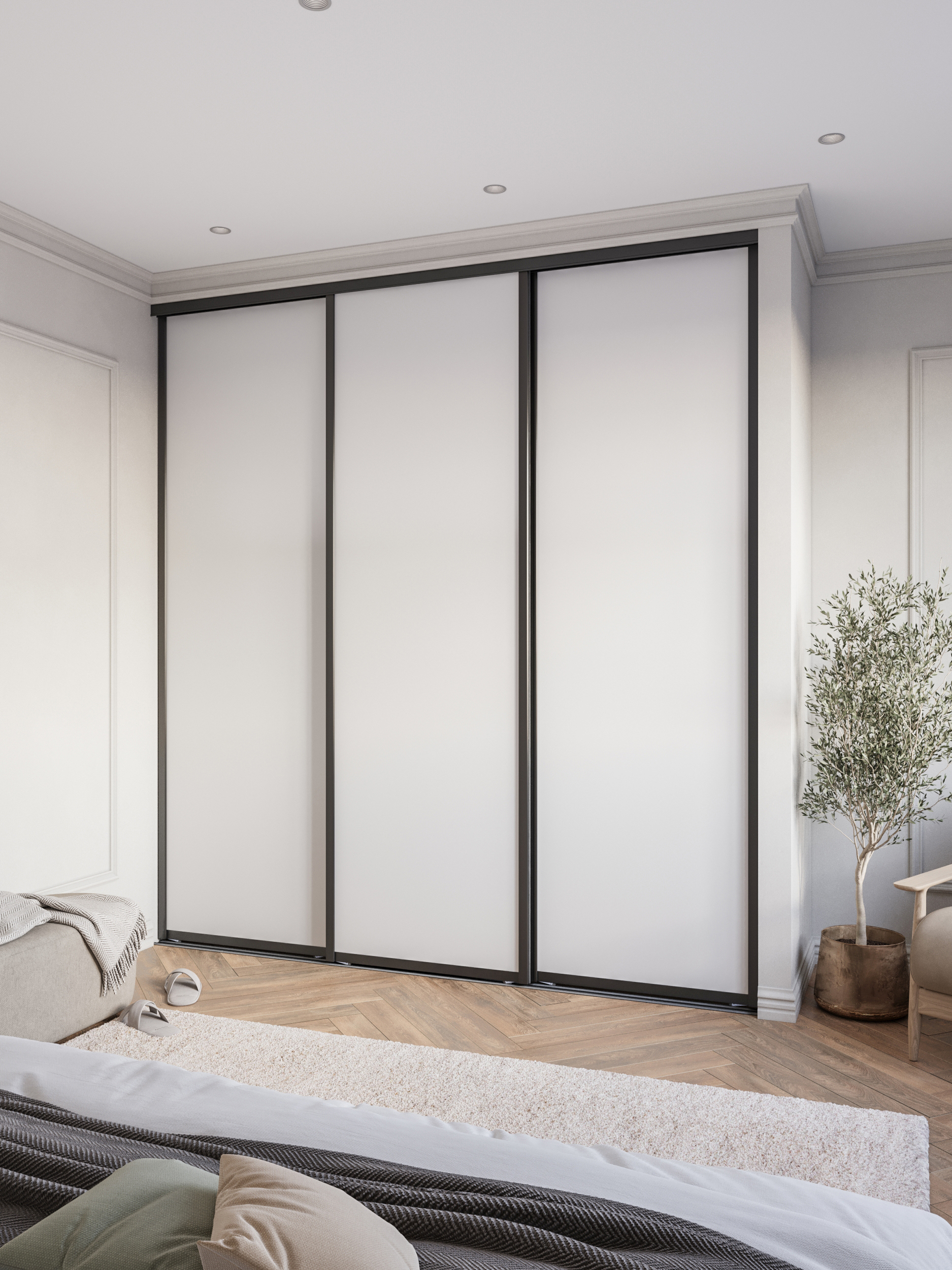 Изображение товара Дверь-купе DKP85/225.0101-55 из ЛДСП и алюминия 85x225.5 см белая