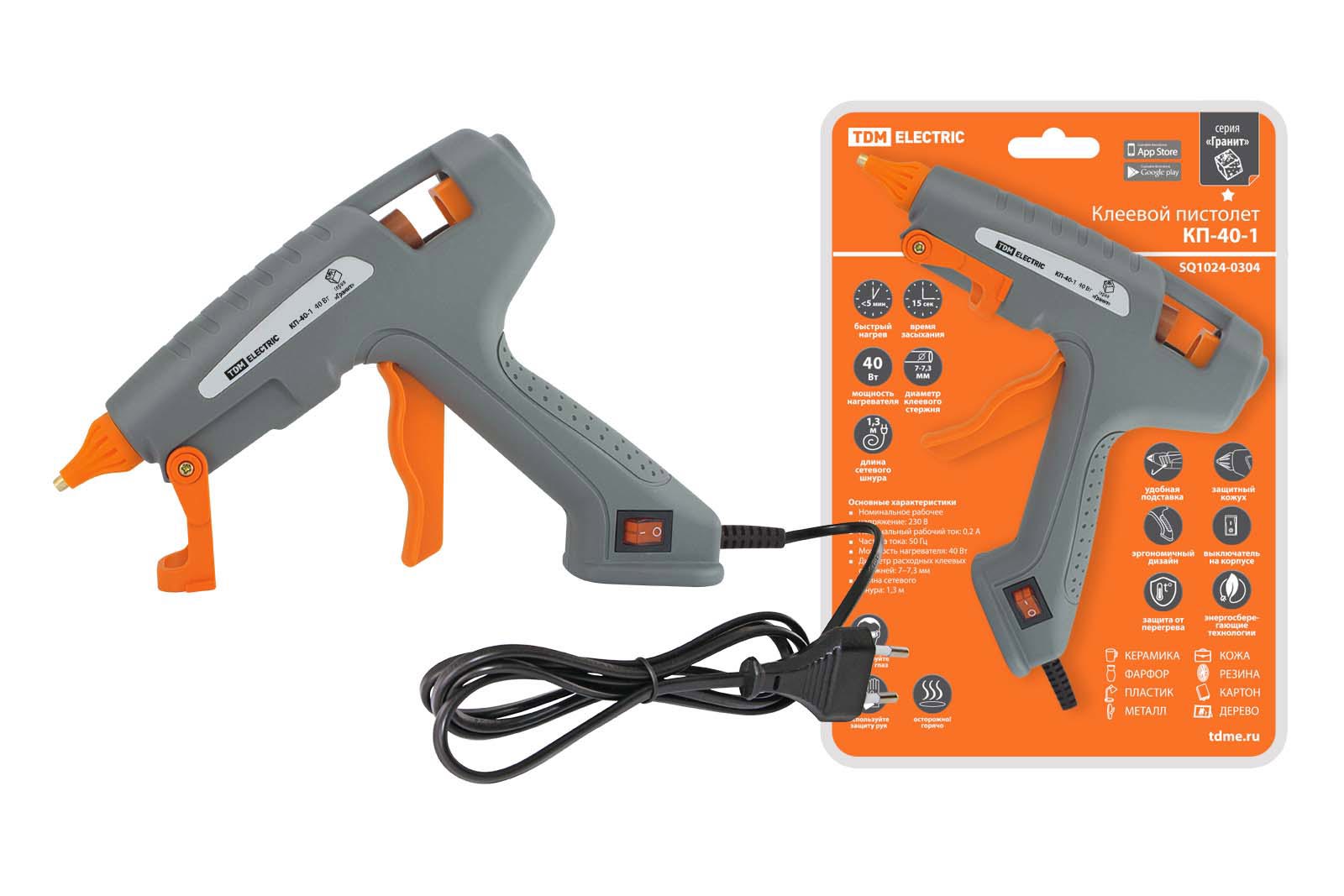 Изображение товара Пистолет клеевой Tdm Electric КП-40-1, 40 Вт, для стержней 7 мм