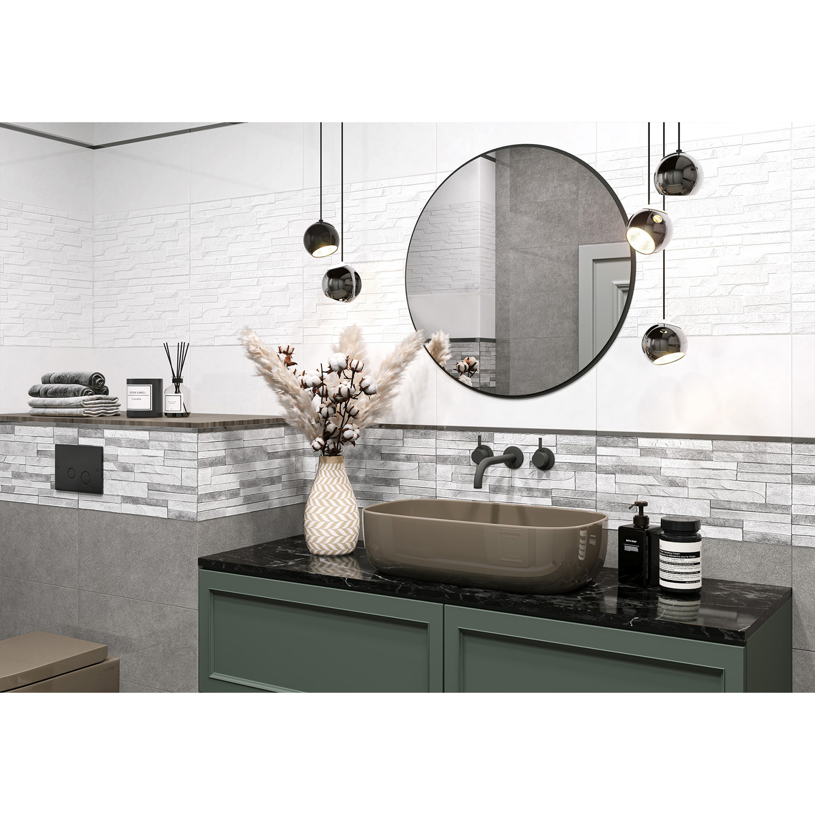 Изображение товара Настенная плитка Alma ceramica Discover TWU2550DCV10 24.9x50см белая с рельефом камень