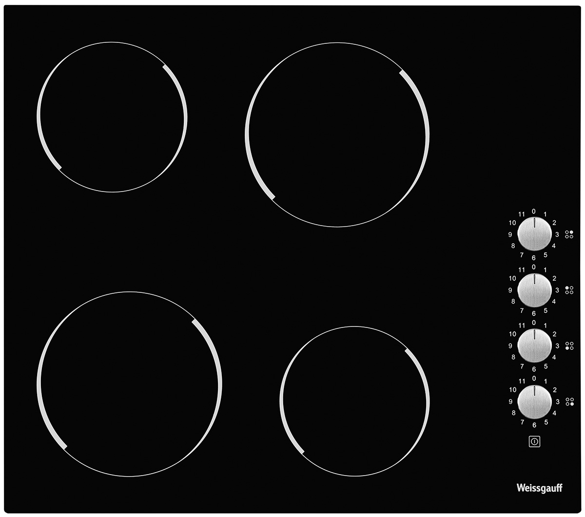 Изображение товара Электрическая варочная панель Weissgauff HV 640 BK 4 конфорки стеклокерамика 59 см