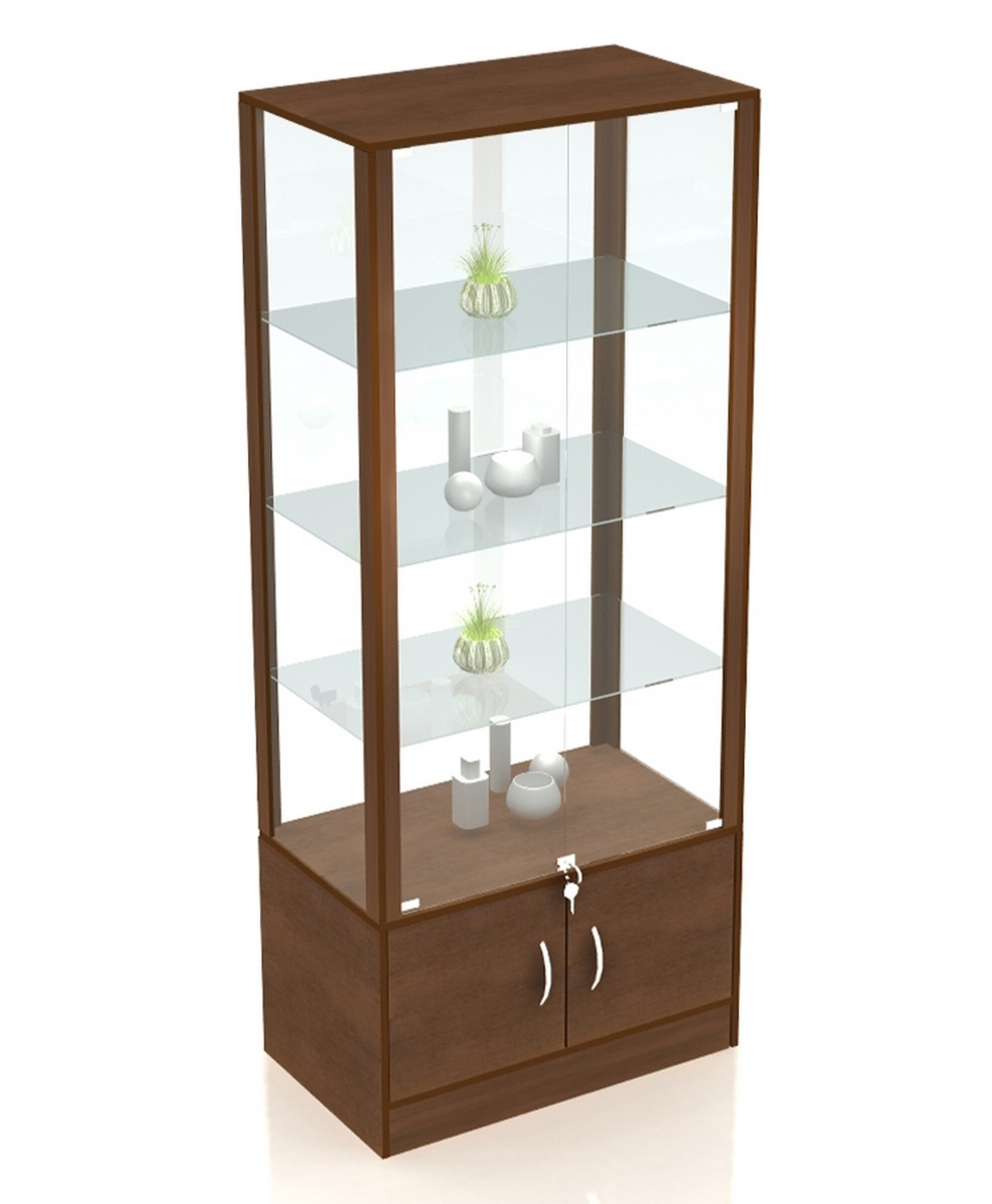 Изображение товара Шкаф-витрина 85x200 см с накопителем Универсал №51 дерево/стекло цвет венге