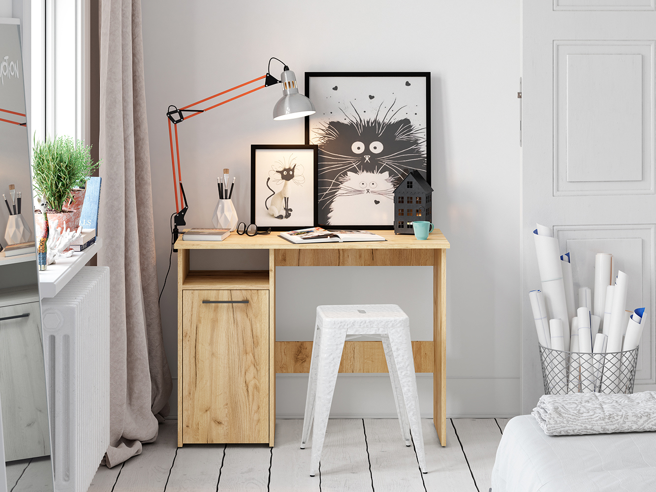 Изображение товара Стол письменный Пирамида Фронда-10 100x75x50 см дуб крафт золотой