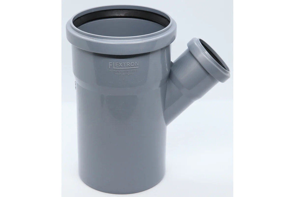 Изображение товара Тройник канализационный малошумный Flextron 110x50 мм 45° полипропилен 3 шт