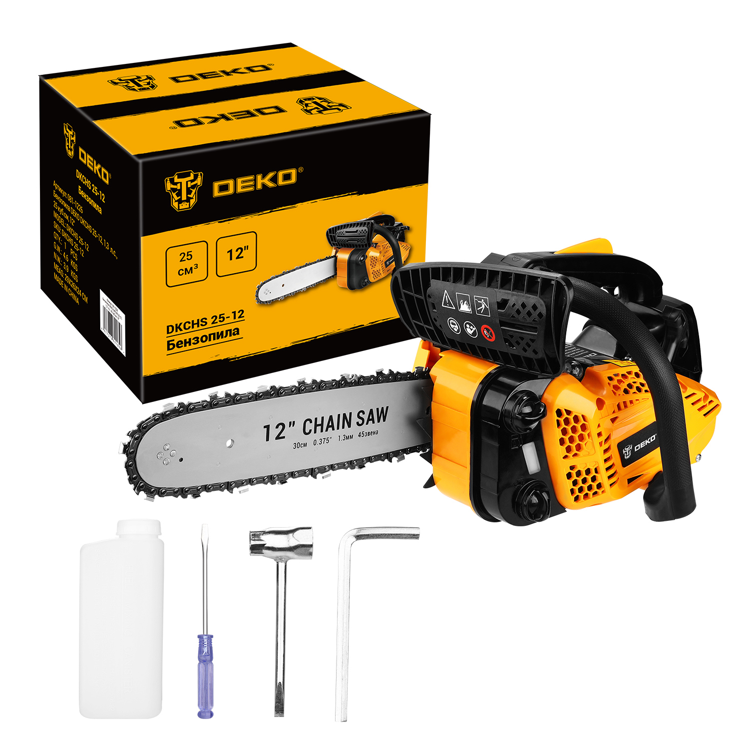 Изображение товара Бензопила DEKO DKCHS 25-12 1.3 л.с. шина 30 см цепная пила бензиновая