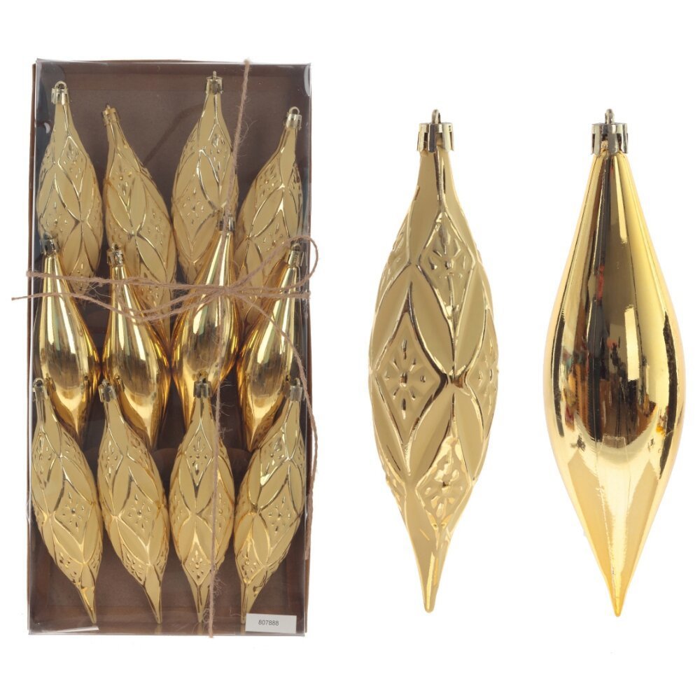 Изображение товара Набор елочных игрушек Капля 807888 12 штук жёлтый и золотой