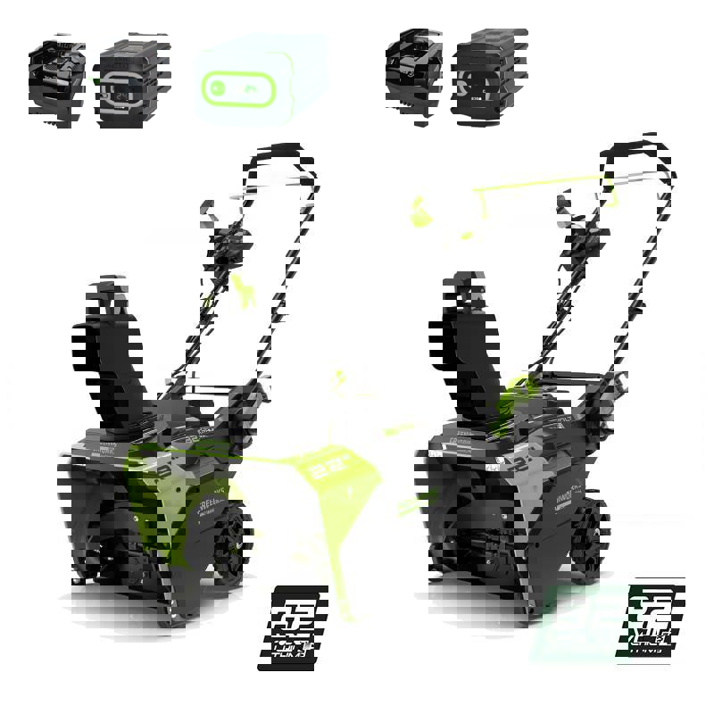 Изображение товара Аккумуляторный снегоуборщик Greenworks 82V, 56 см, 5 Ач, 2602507UB