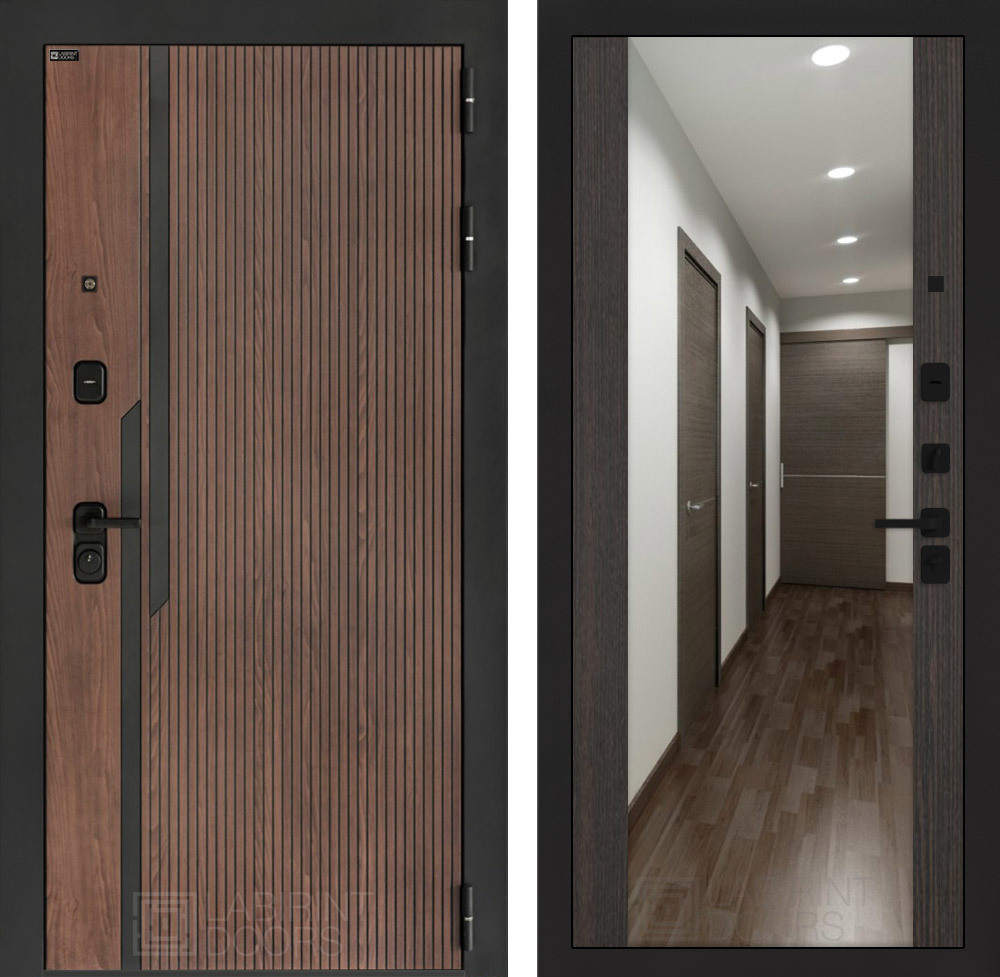 Изображение товара Входная дверь Лабиринт Кармина правый 205x88см цвет орех американский с патиной/венге с зеркалом ФЛЗ-1