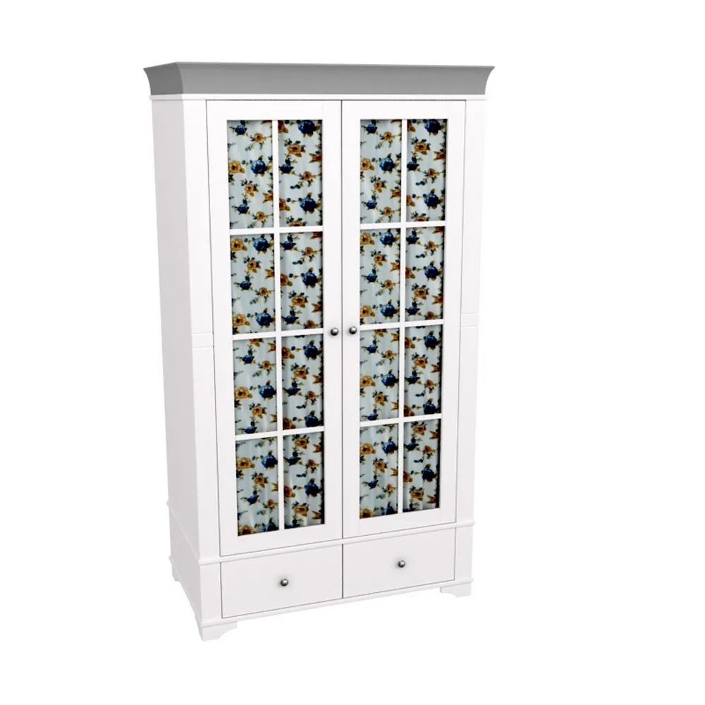 Изображение товара Двухдверный шкаф "Бейли" из массива сосны белый/антрацит