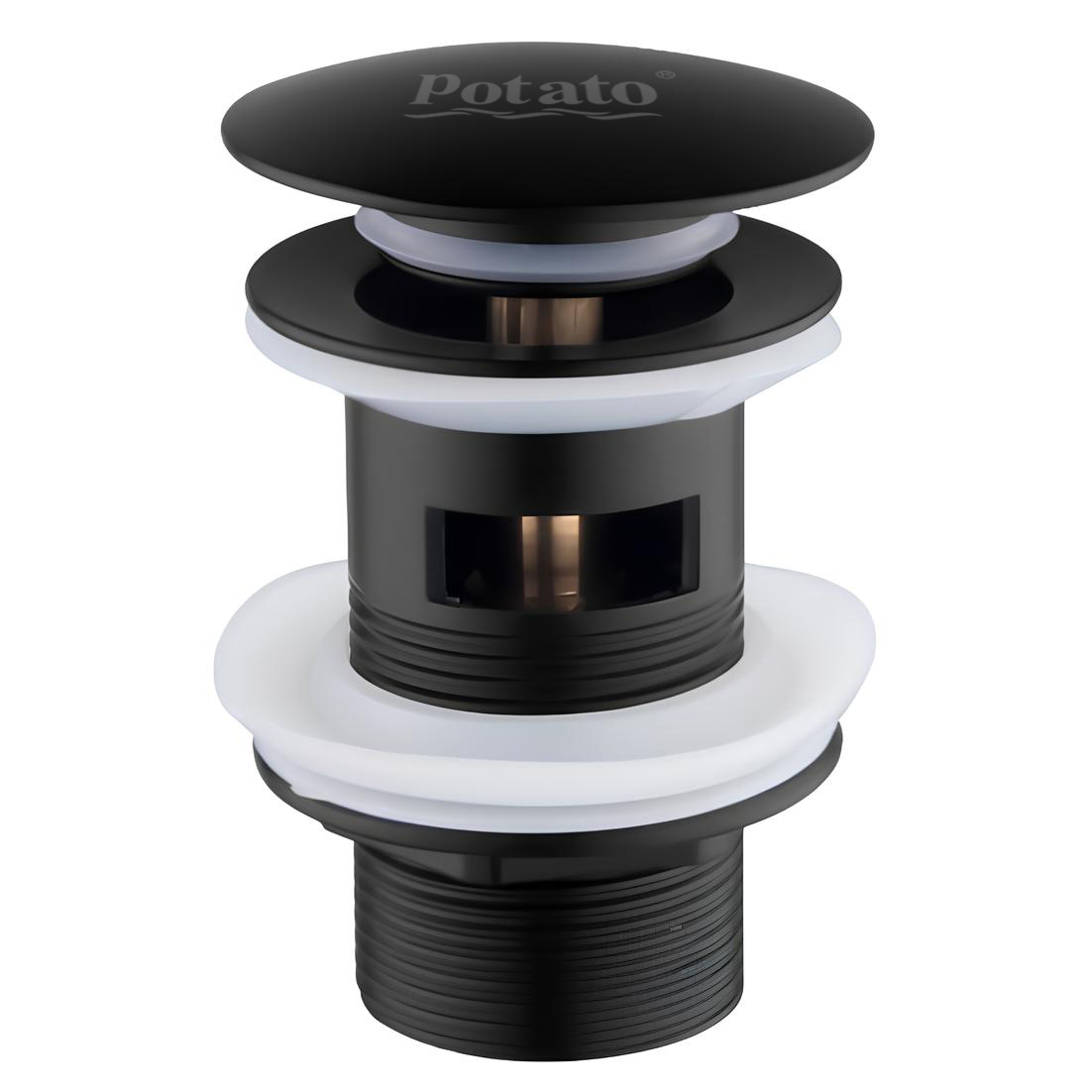 Изображение товара Донный клапан Potato черный матовый диаметр 66 мм для раковин с переливом